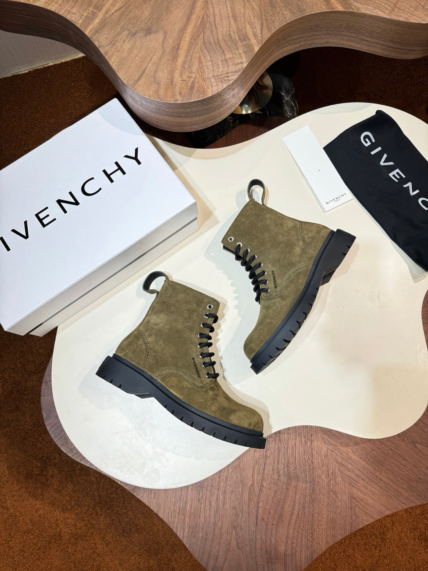 Givenchy Boots Green suede Leather Shoes for Men