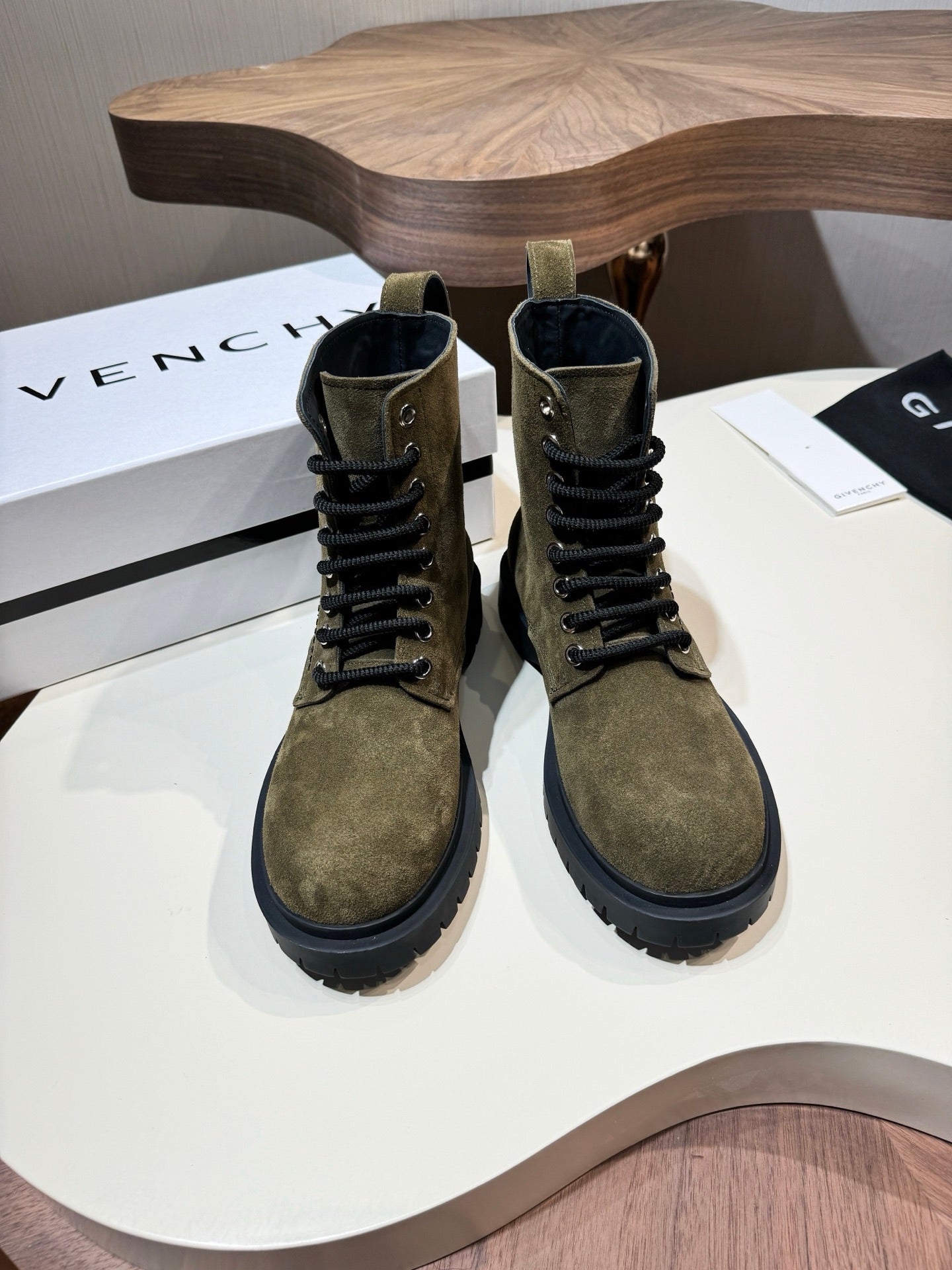 Givenchy Boots Green suede Leather Shoes for Men