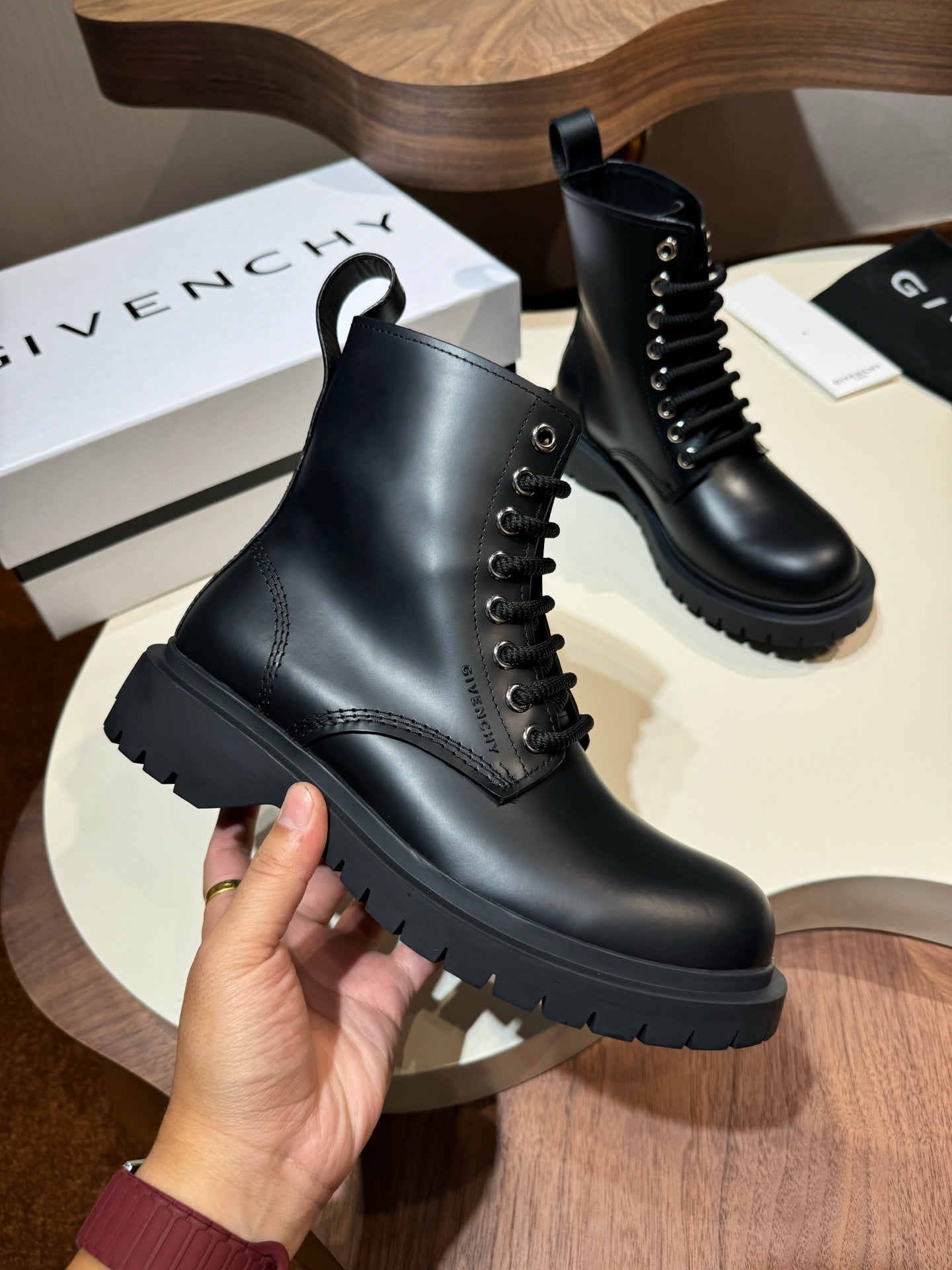 Givenchy Black Boot Leather Shoes for Men
