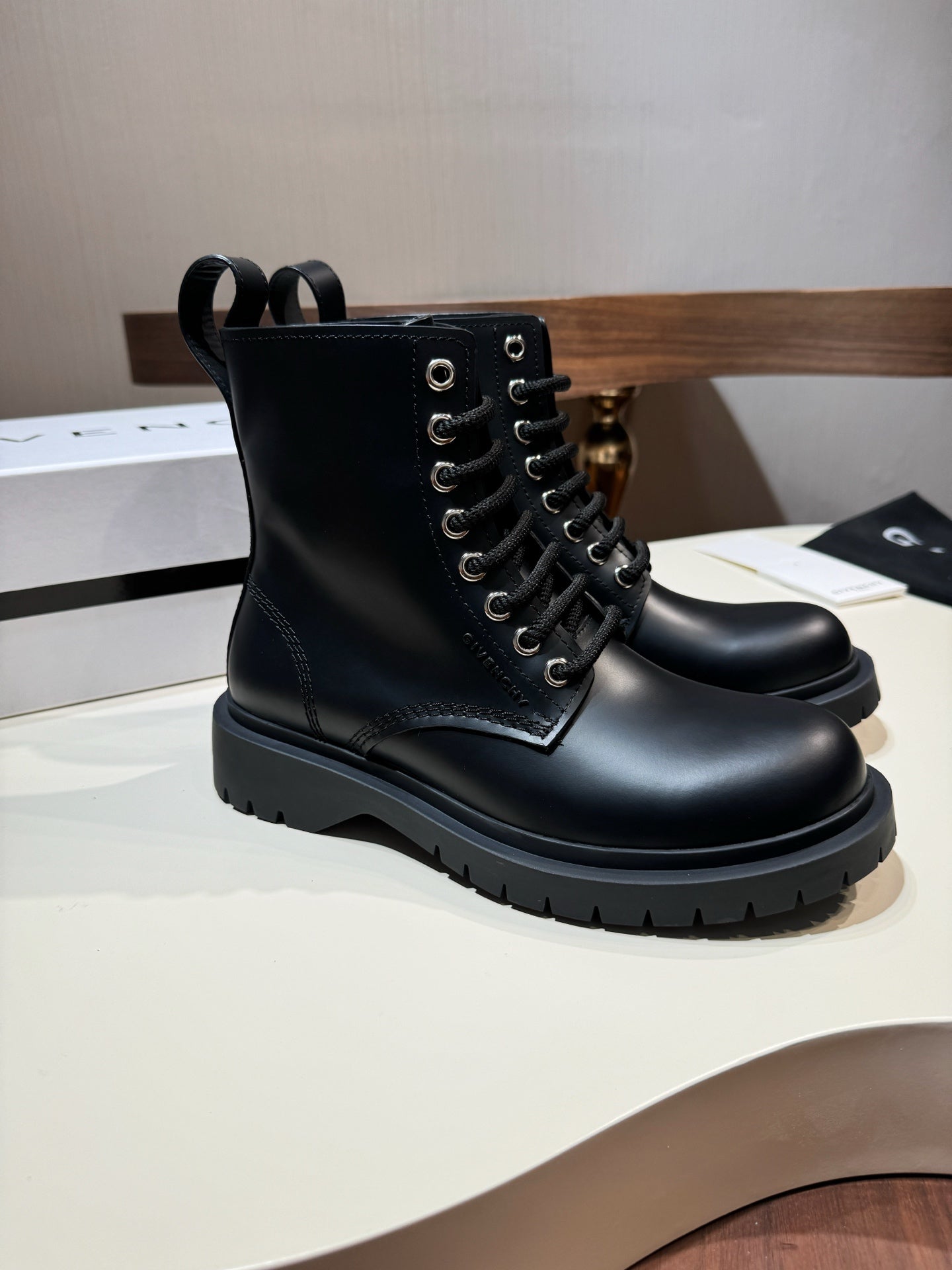 Givenchy Black Boot Leather Shoes for Men
