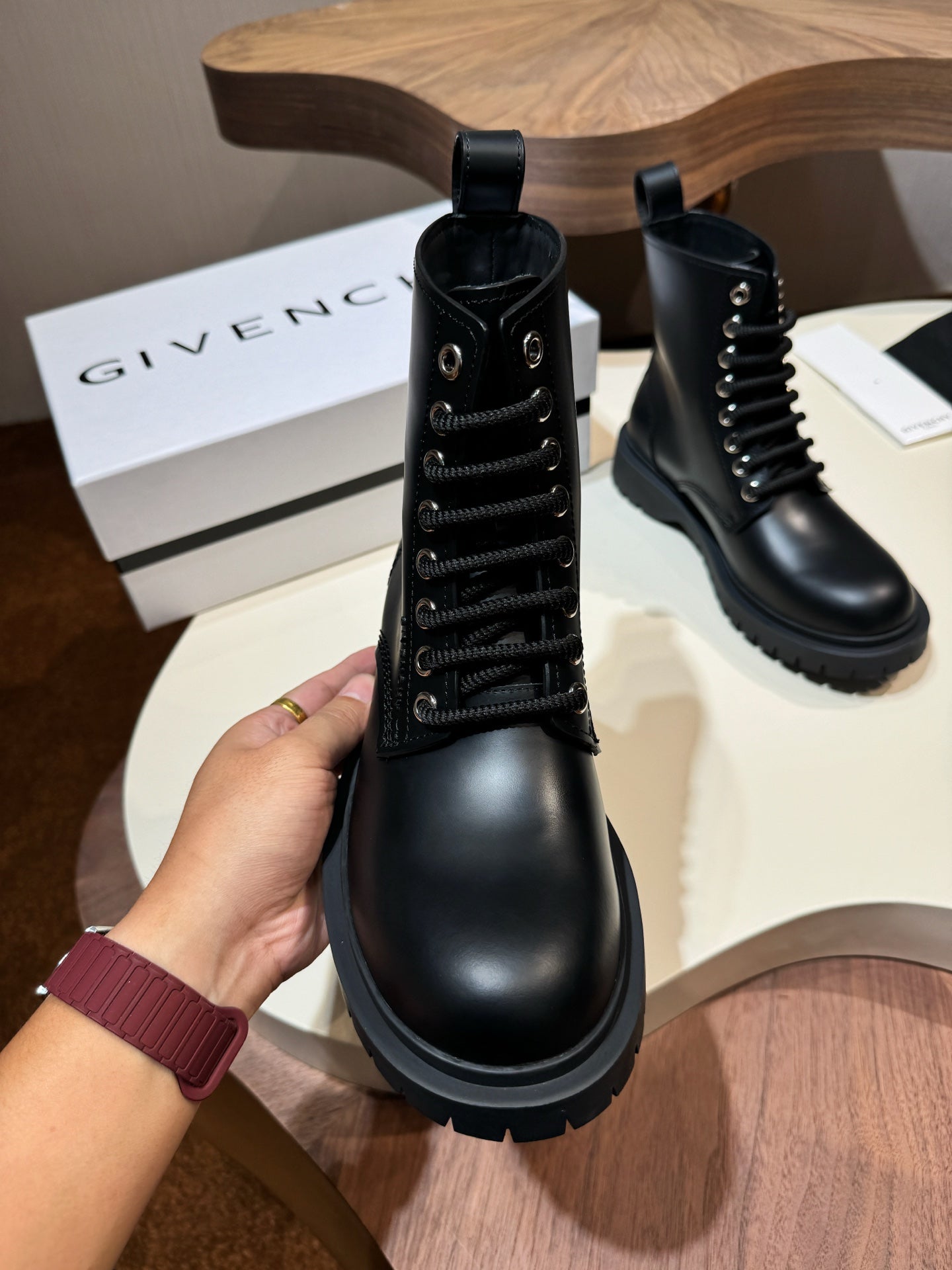 Givenchy Black Boot Leather Shoes for Men