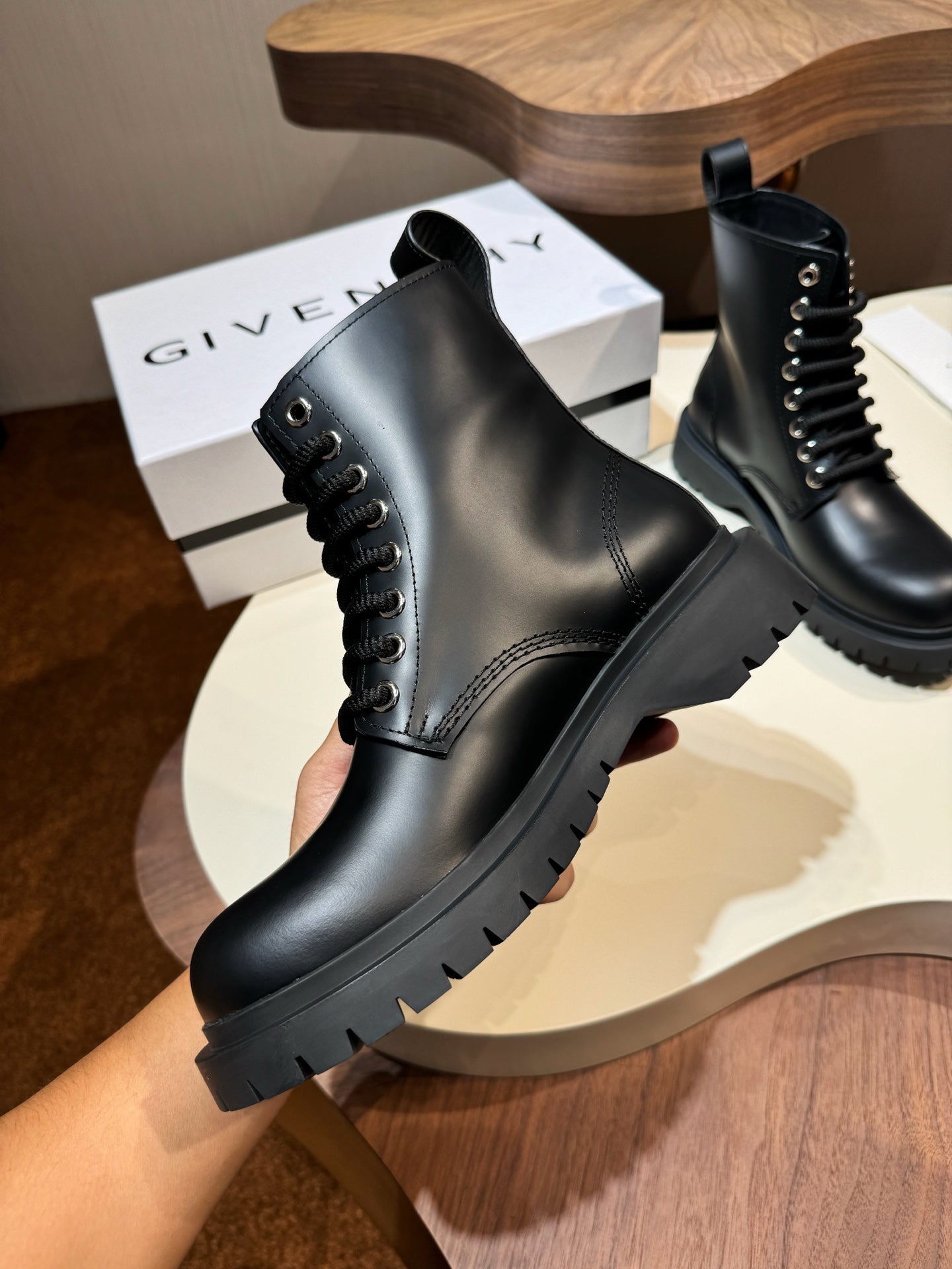 Givenchy Black Boot Leather Shoes for Men