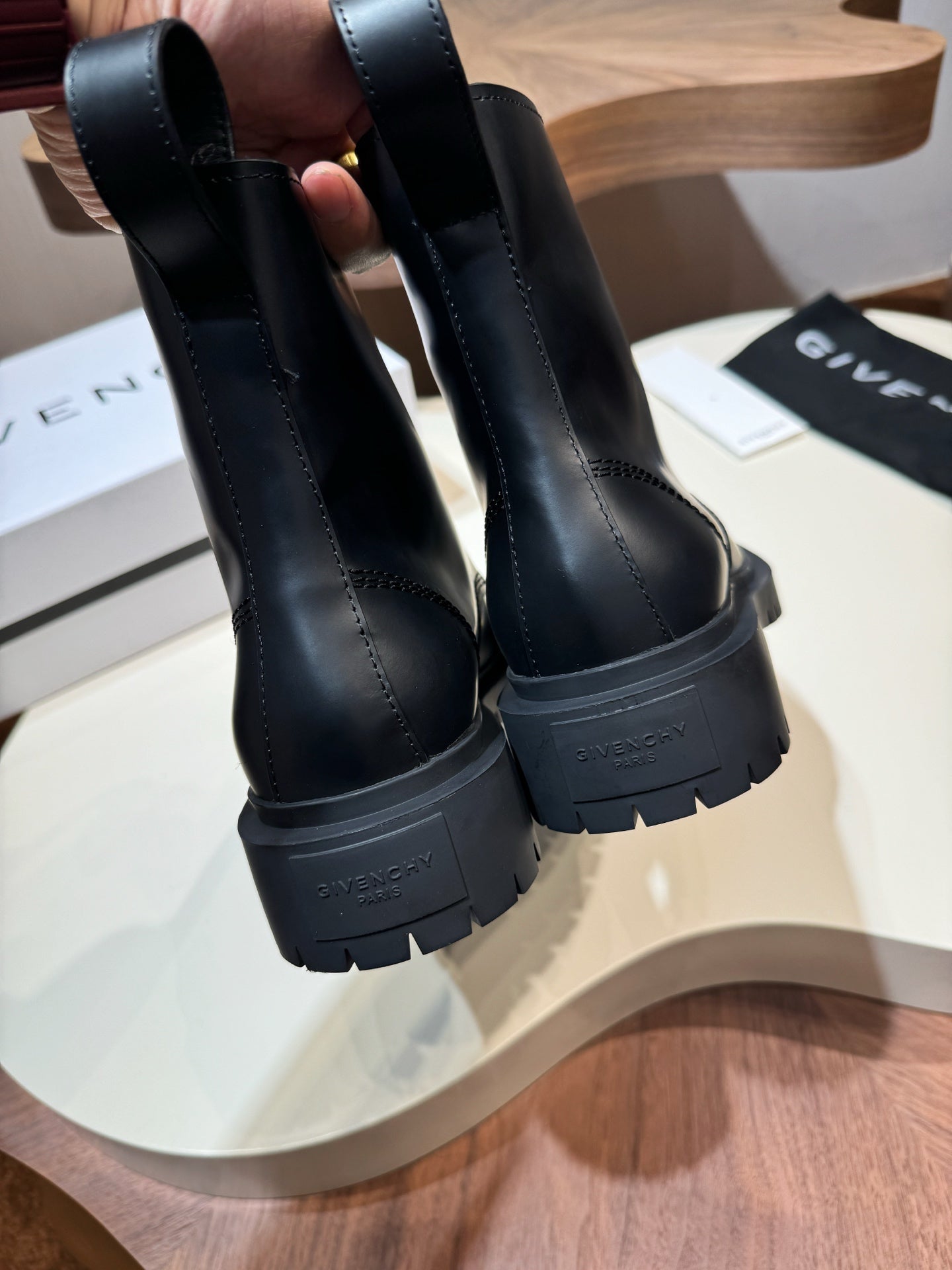 Givenchy Black Boot Leather Shoes for Men
