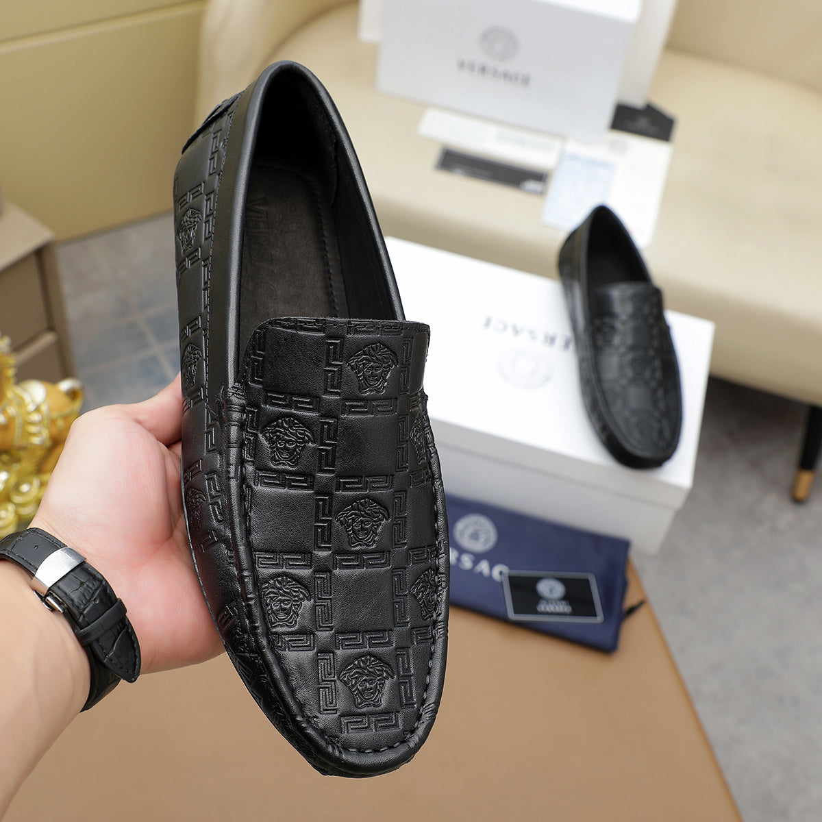 Versace Leather Loafer Shoes for Men Pre Order