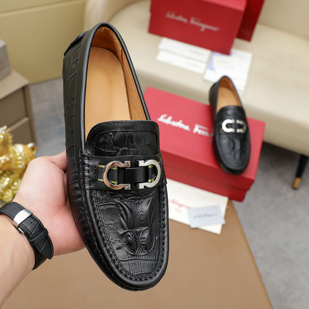 Ferragamo Leather Loafer Shoes for Men Pre Order
