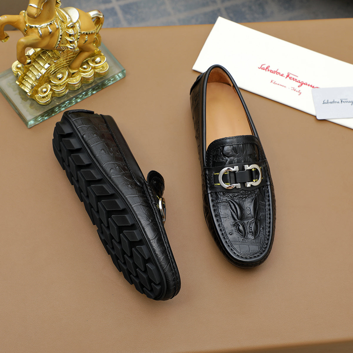 Ferragamo Leather Loafer Shoes for Men Pre Order
