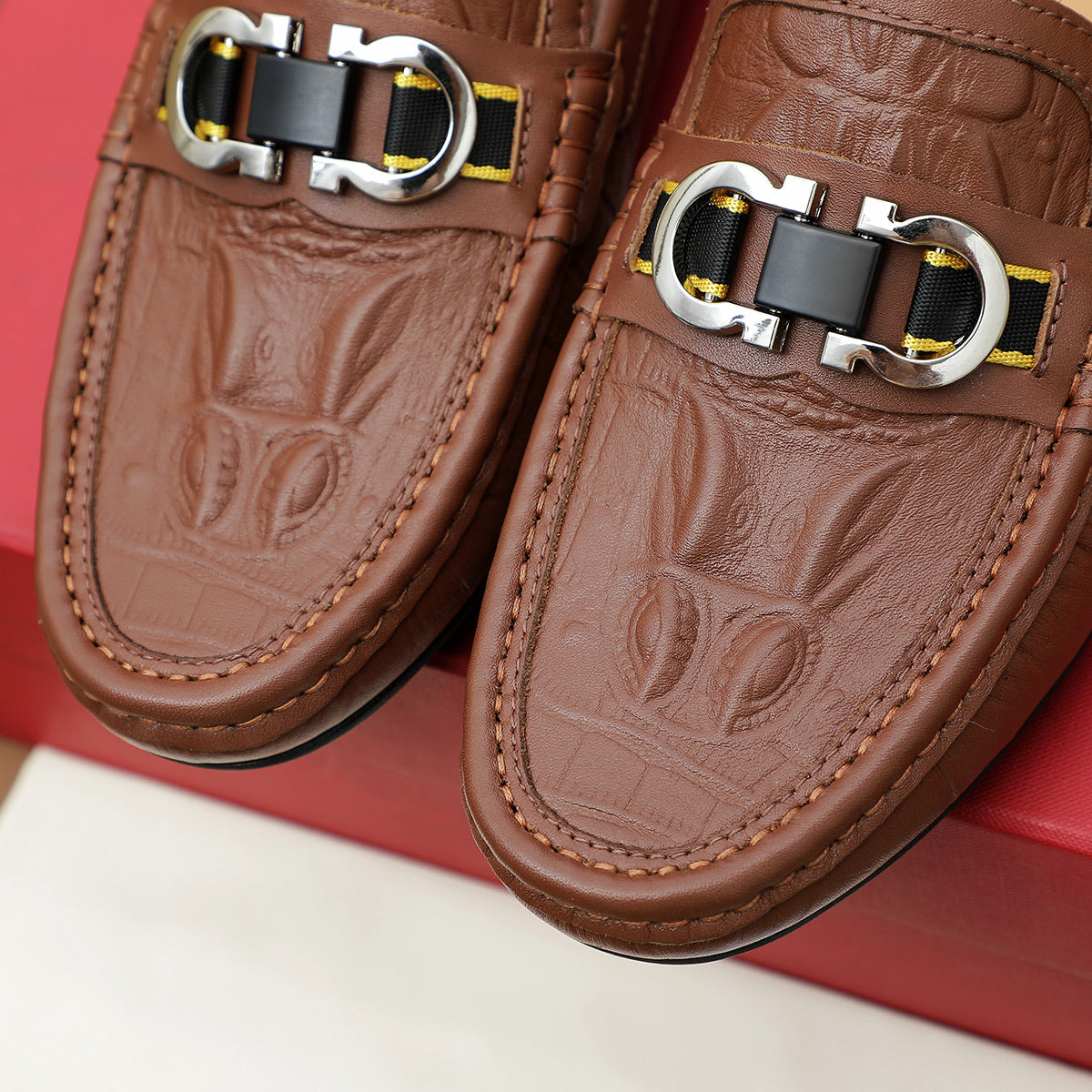 Ferragamo Brown Leather Loafer Shoes for Men Pre Order