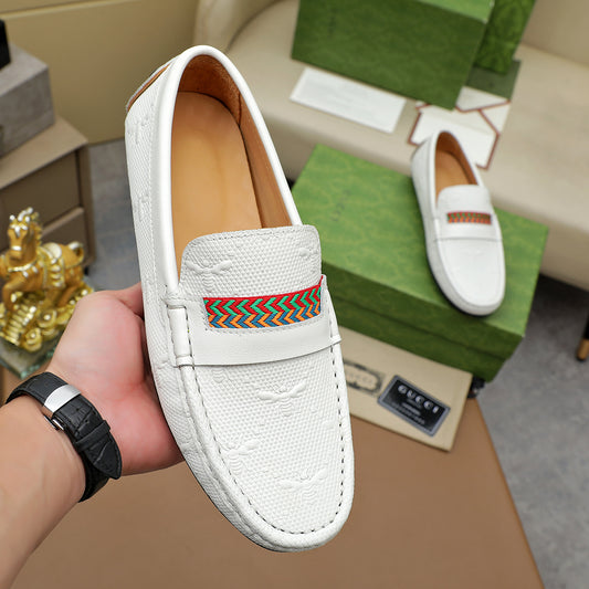 Guci White Leather Loafer Shoes for Men Pre Order