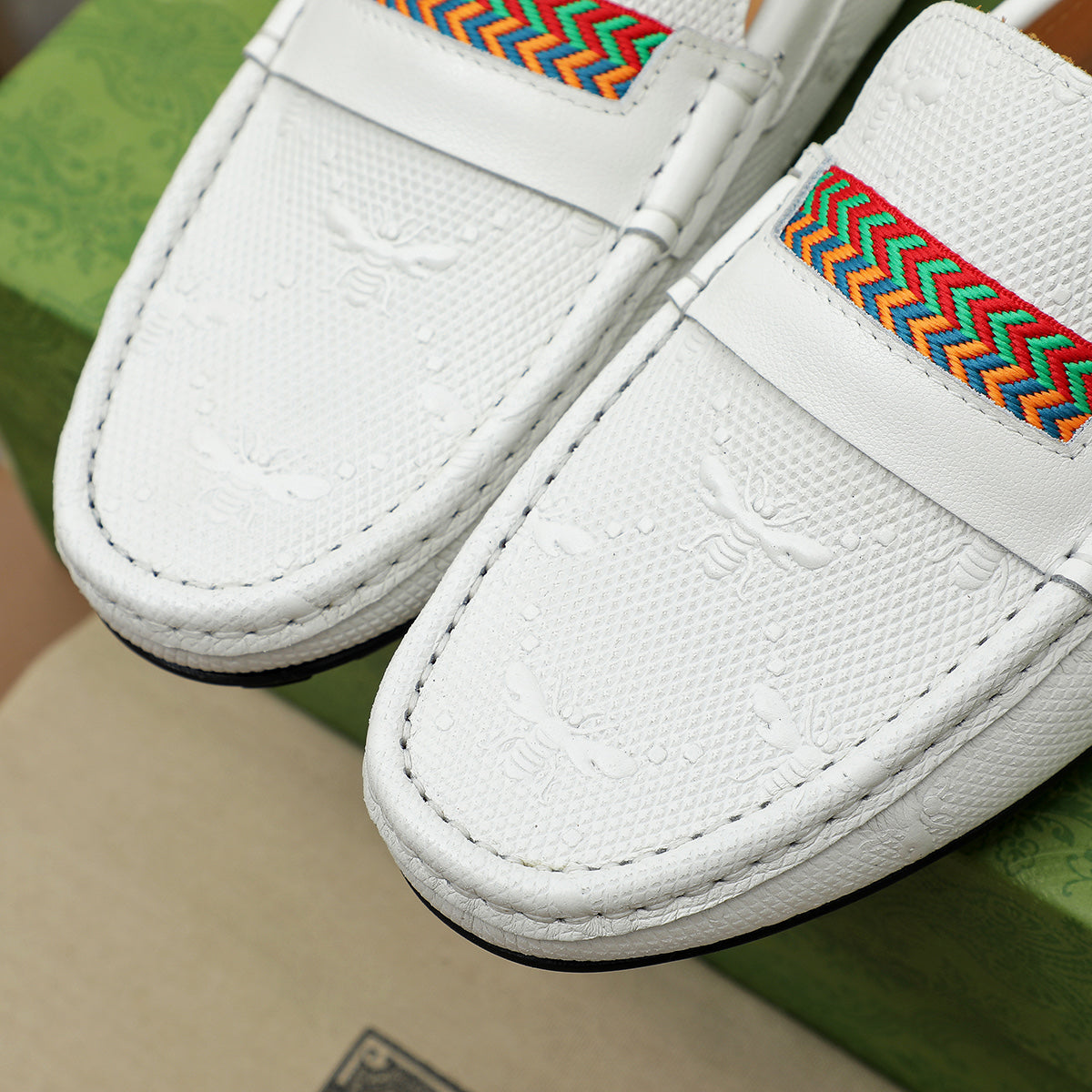 Guci White Leather Loafer Shoes for Men Pre Order
