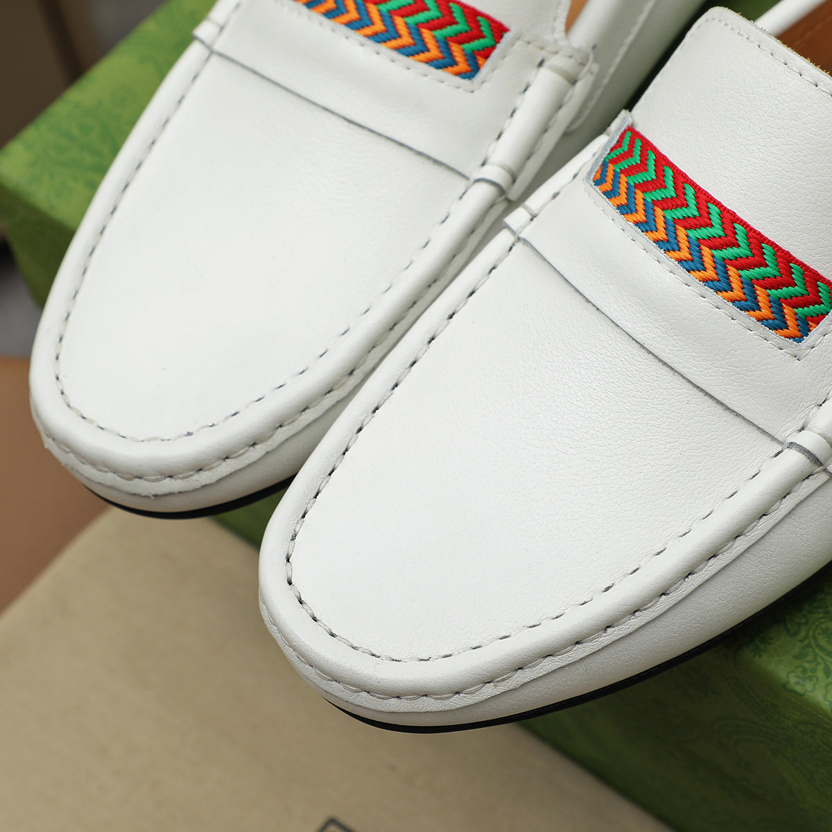 Guci White Leather Loafer Shoes for Men Pre Order