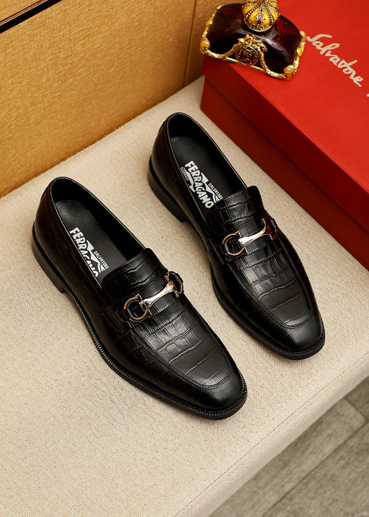 Feragamo Textured Leather Shoes for Men Pre Order