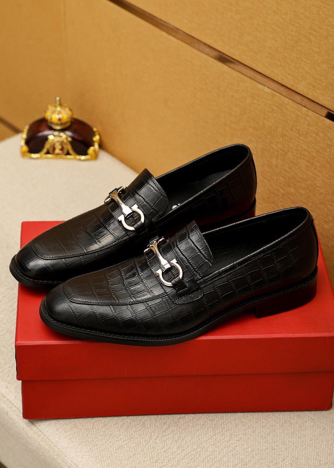 Feragamo Textured Leather Shoes for Men Pre Order