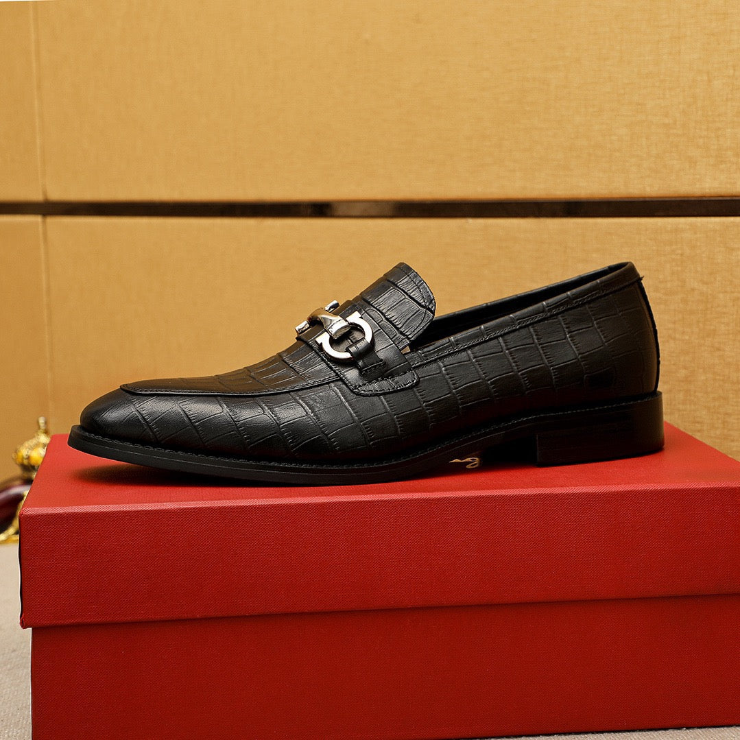 Feragamo Textured Leather Shoes for Men Pre Order