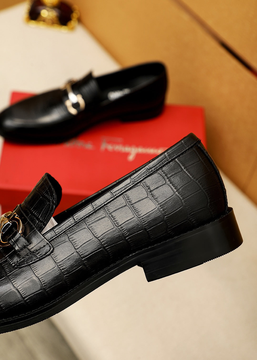 Feragamo Textured Leather Shoes for Men Pre Order
