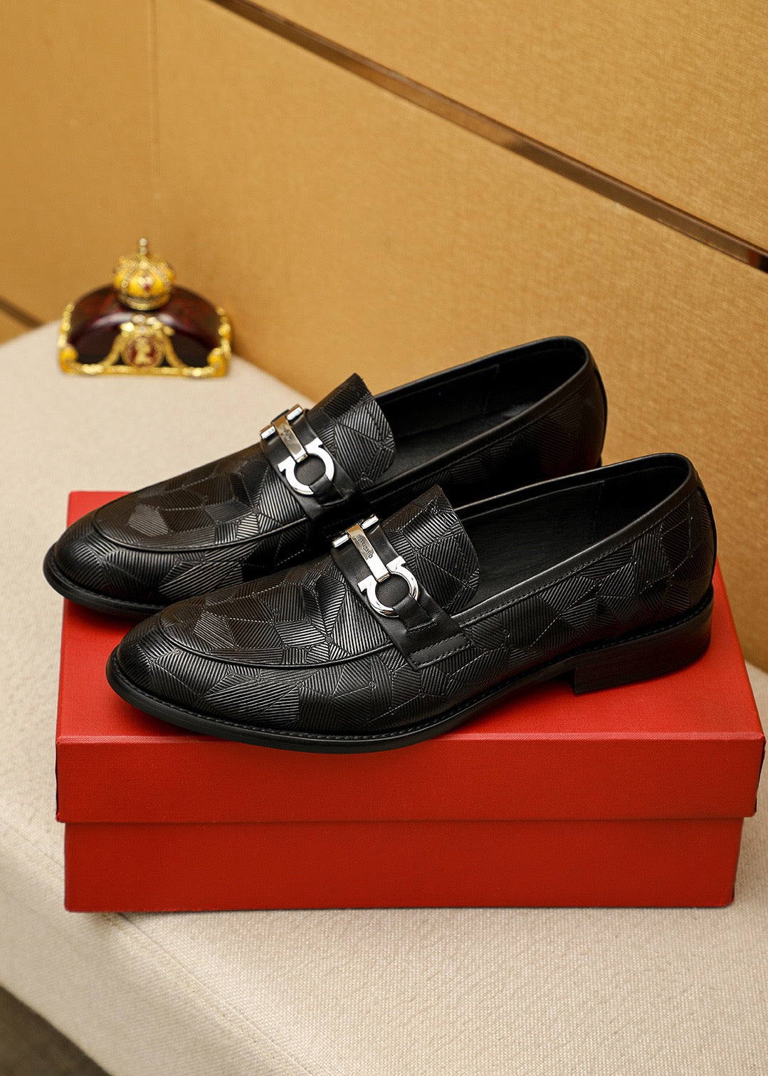 Feragamo Textured Leather Shoes for Men Pre Order