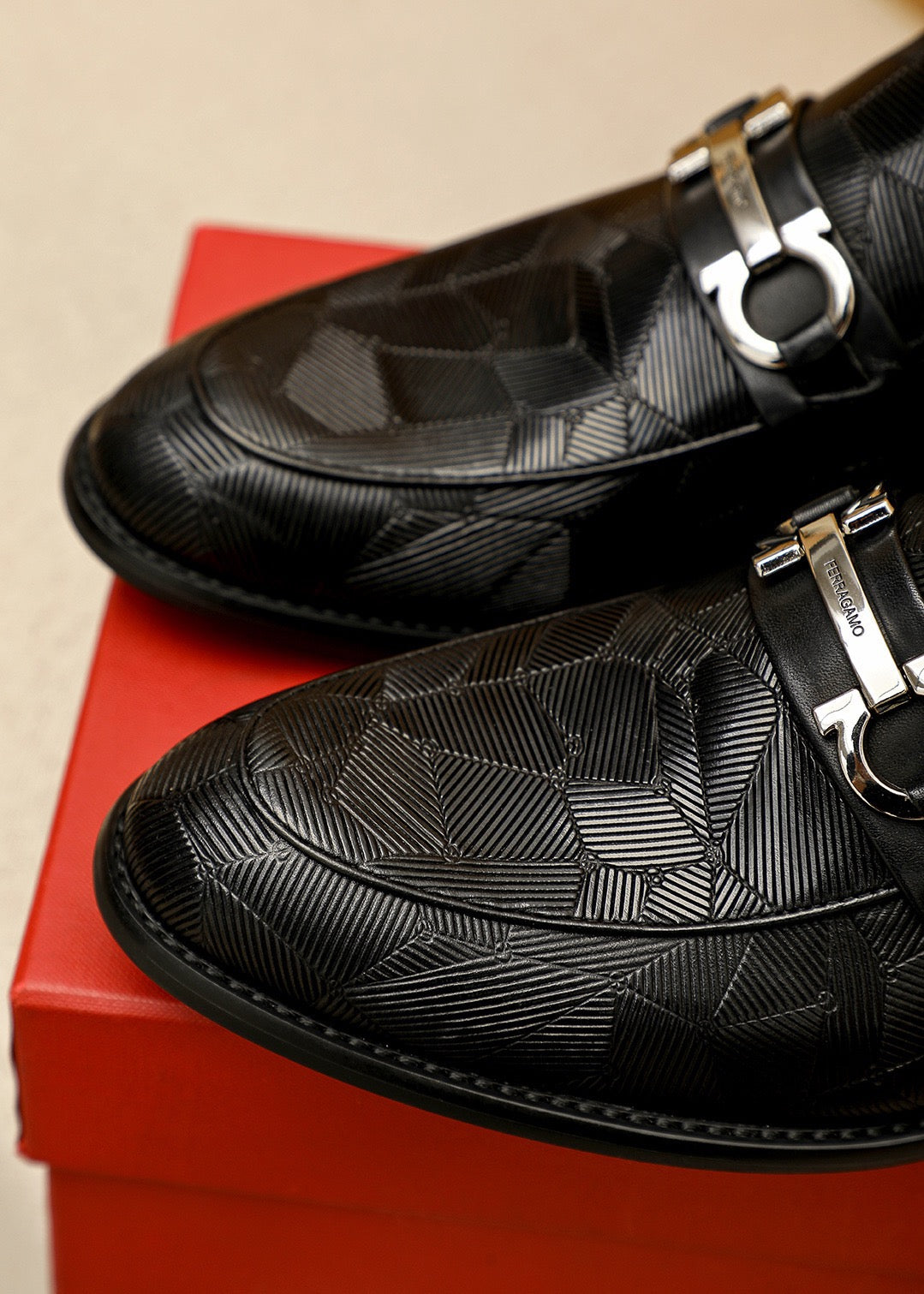 Feragamo Textured Leather Shoes for Men Pre Order
