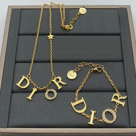 Dior Necklace & Bracelet Set for Women