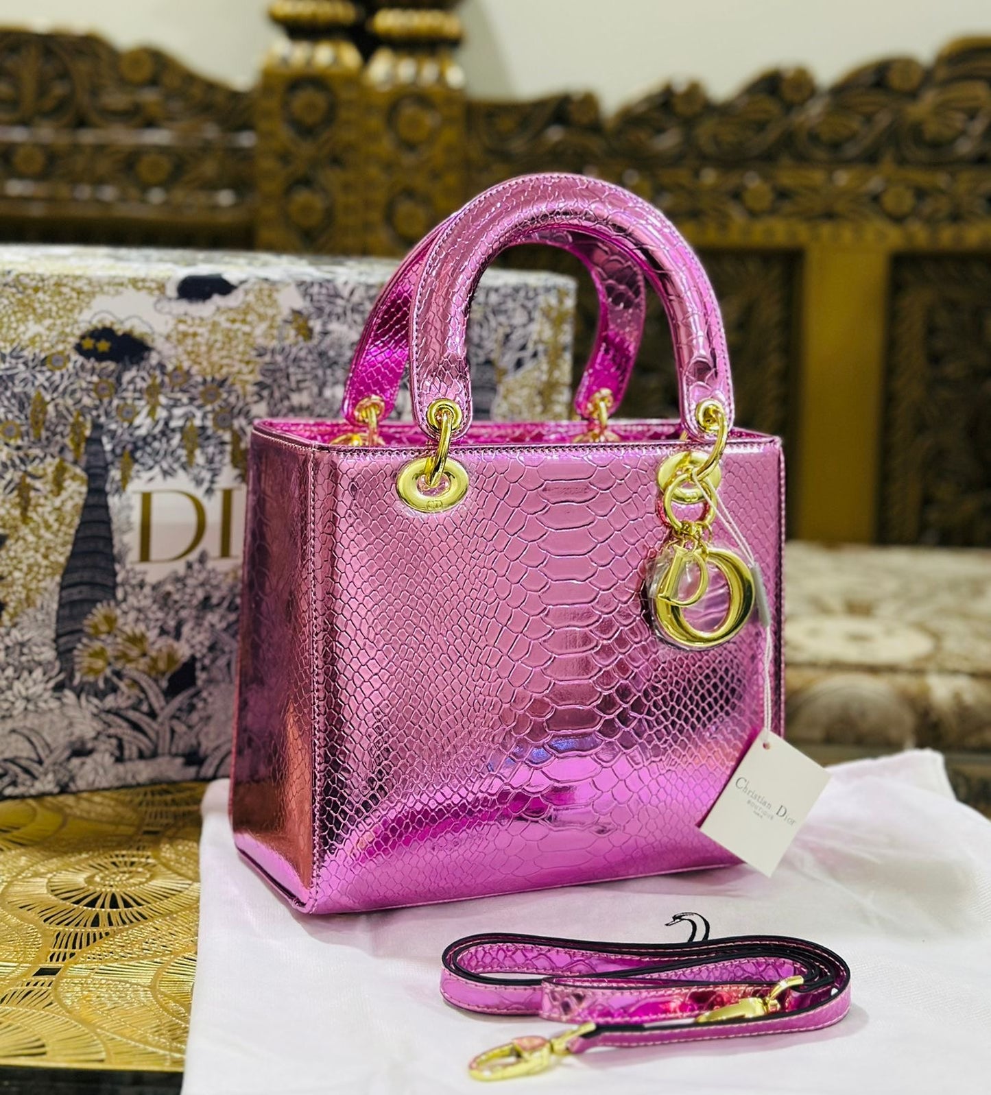 Designer Brand CD Cris-tian Di-or Lady bag Metallic Colours Hand bag for Women