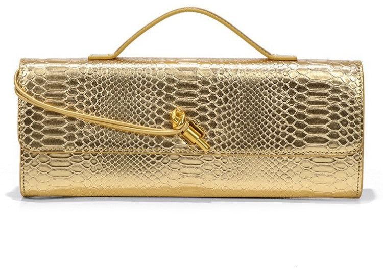 Bottega Veneta Python Andiamo Bag 31cm Clutch Bag Gold