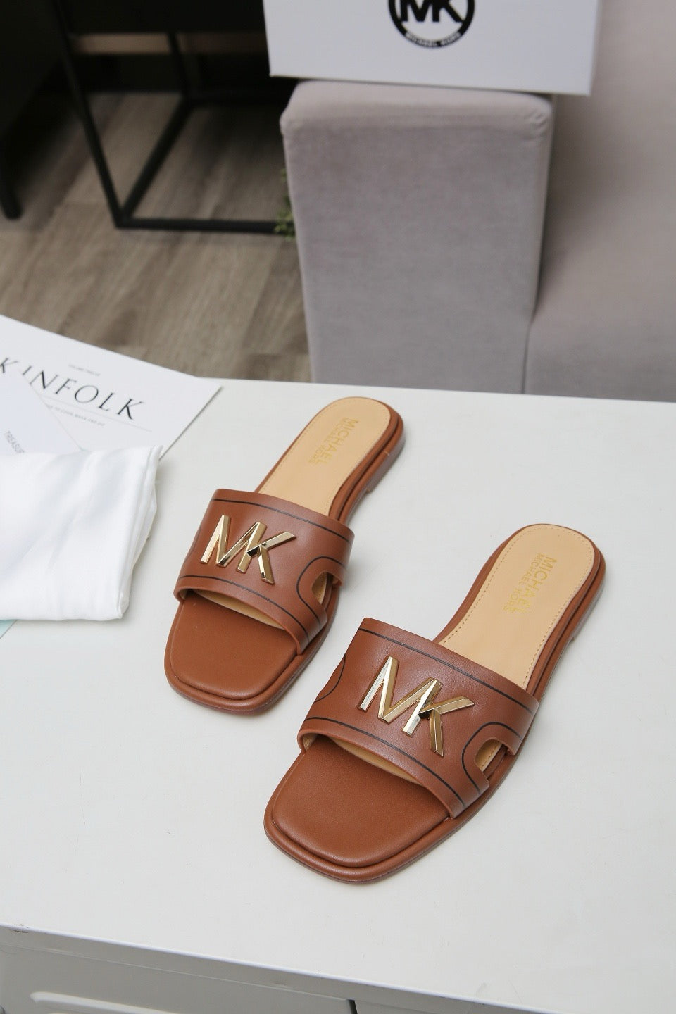 Famous Brand MK Mich-ael Ko-rs Imported Slippers for Women