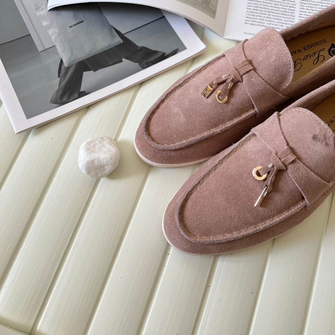 Loro Piana the iconic Summer Charms Walk Loafers for Unisex (Male and Female) Pink Sand Colour Pre Order