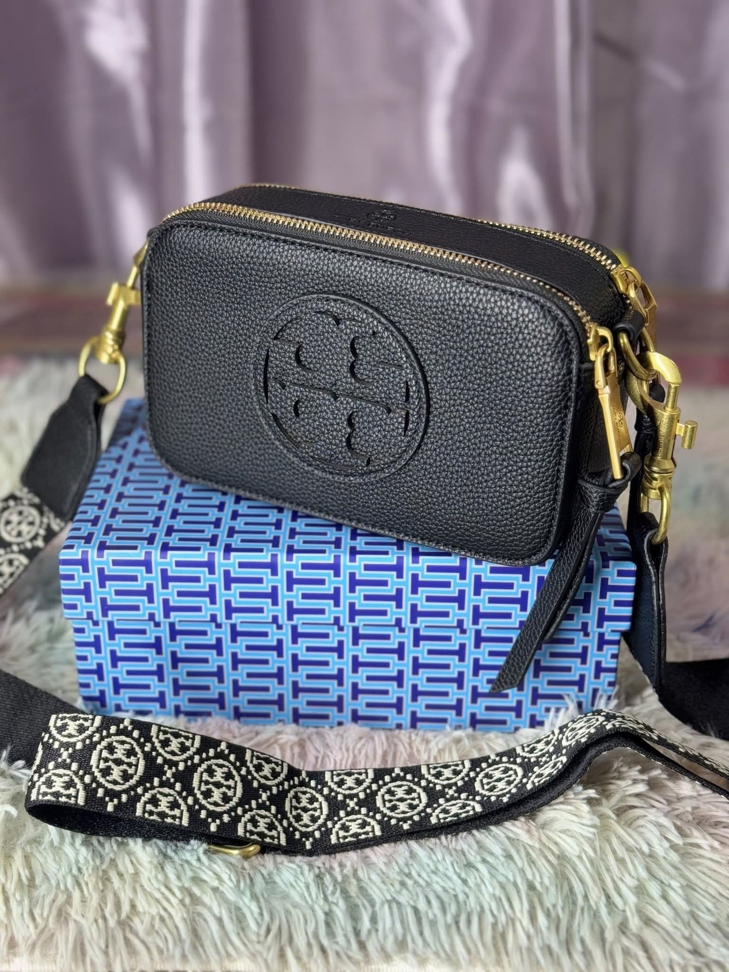 Tory Burch Mini T Monogram Miller Crossbody Bag Full Black