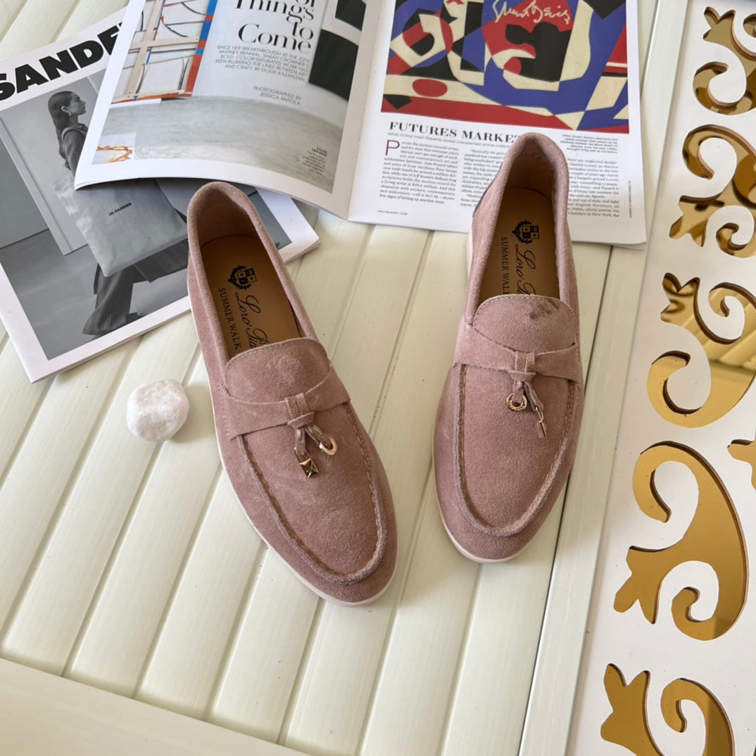 Loro Piana the iconic Summer Charms Walk Loafers for Unisex (Male and Female) Pink Sand Colour Pre Order