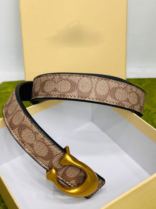 Luxury Brand Co-ach Leather Belt for Both Men and Women