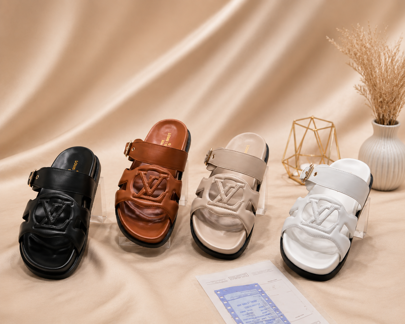 LvE Signature Monogram Slides Sandals for Women