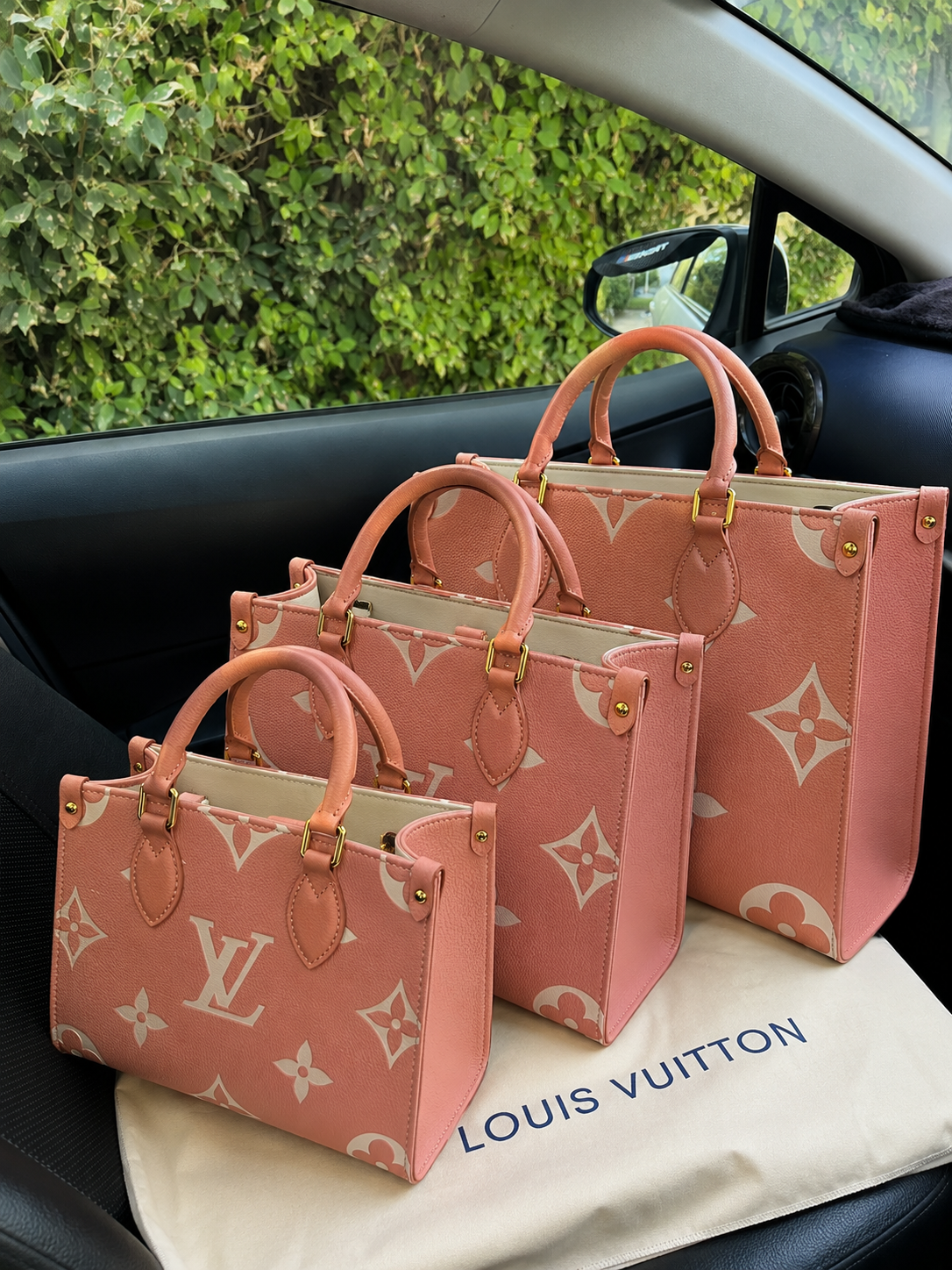 Famous L V Lou-is Vui-tton OnTheGo Bag Pink Color PM MM GM sizes Tote Bag for Women