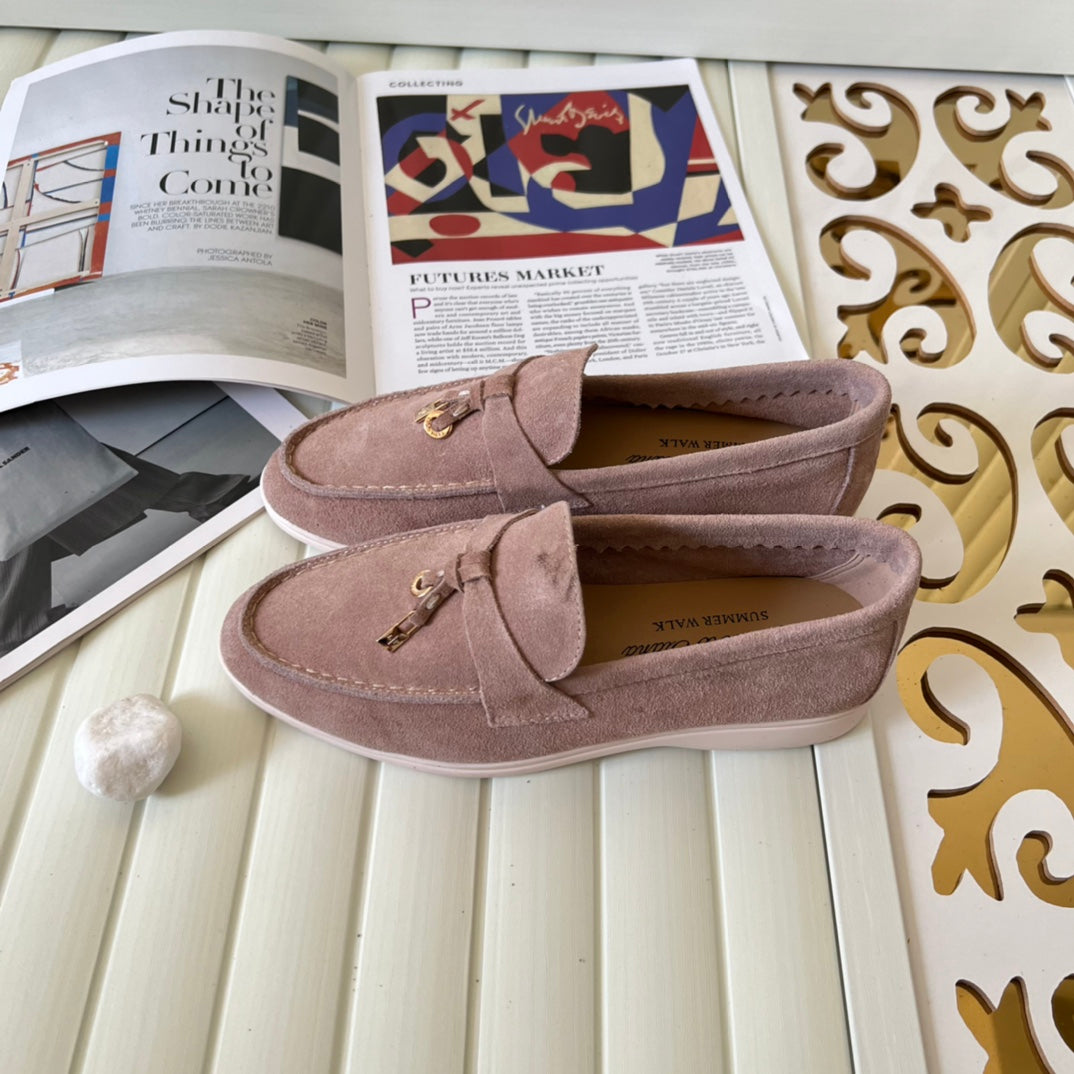 Loro Piana the iconic Summer Charms Walk Loafers for Unisex (Male and Female) Pink Sand Colour Pre Order
