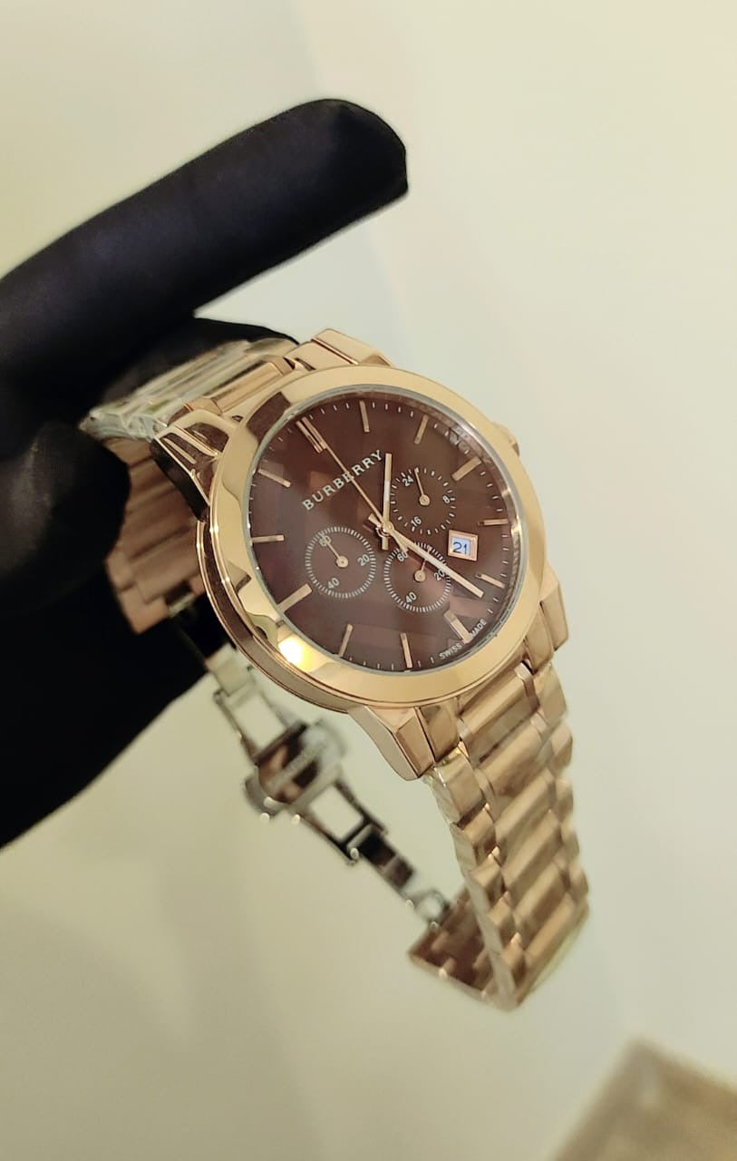 Luxury watch Bur-berry Chronograph Watch Golden color
