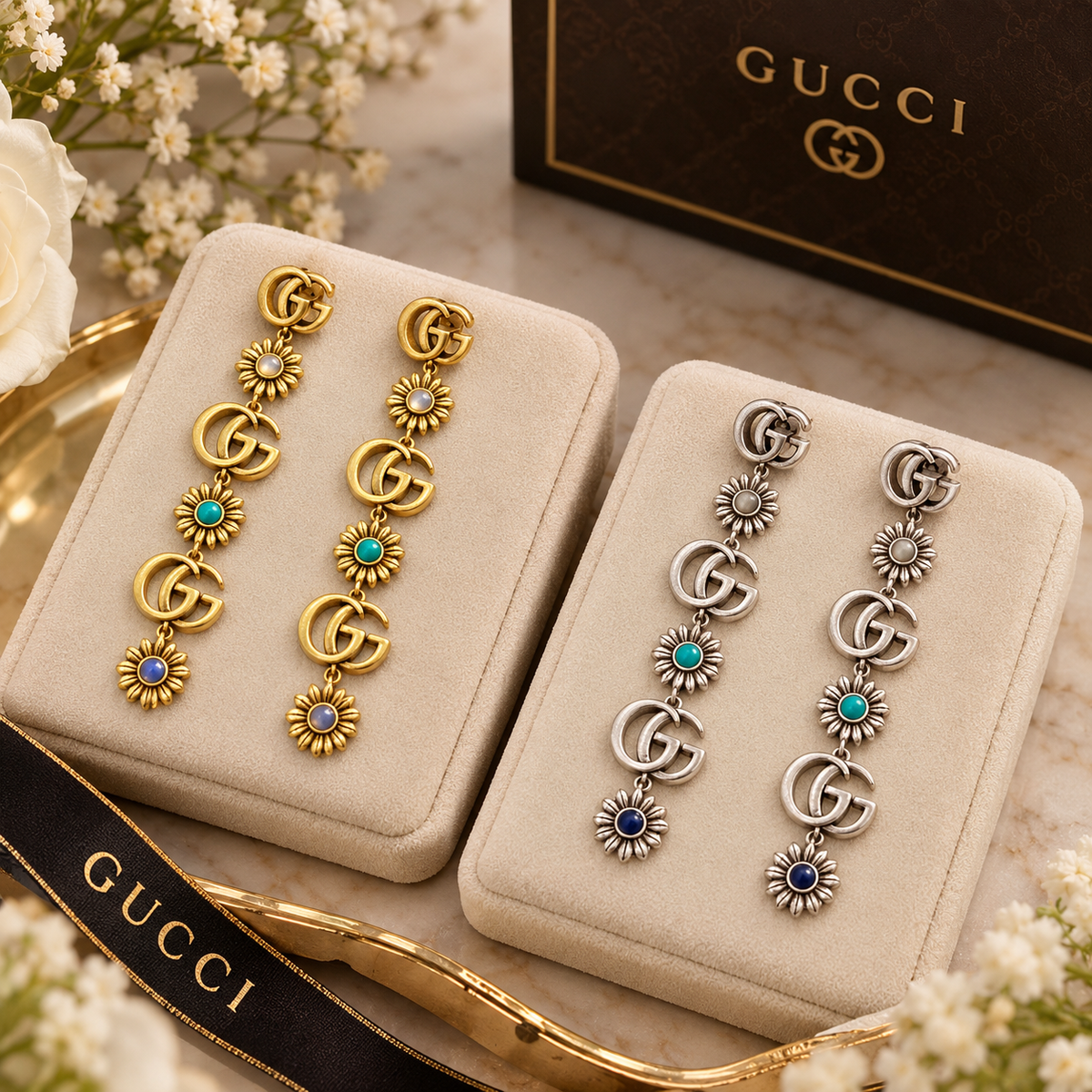 Guci Long Drop Earrings for Women