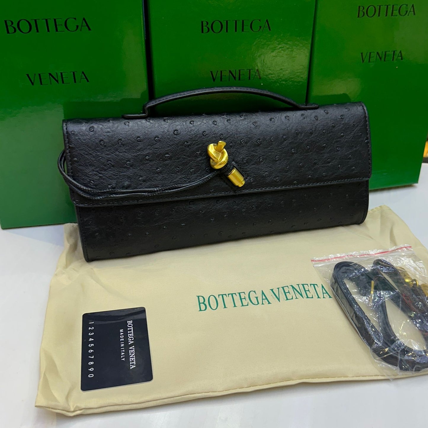 Famous Brand Bot-tega Ven-eta  Andiamo Long Clutch Ostrich pattern Clutch Bag for Women