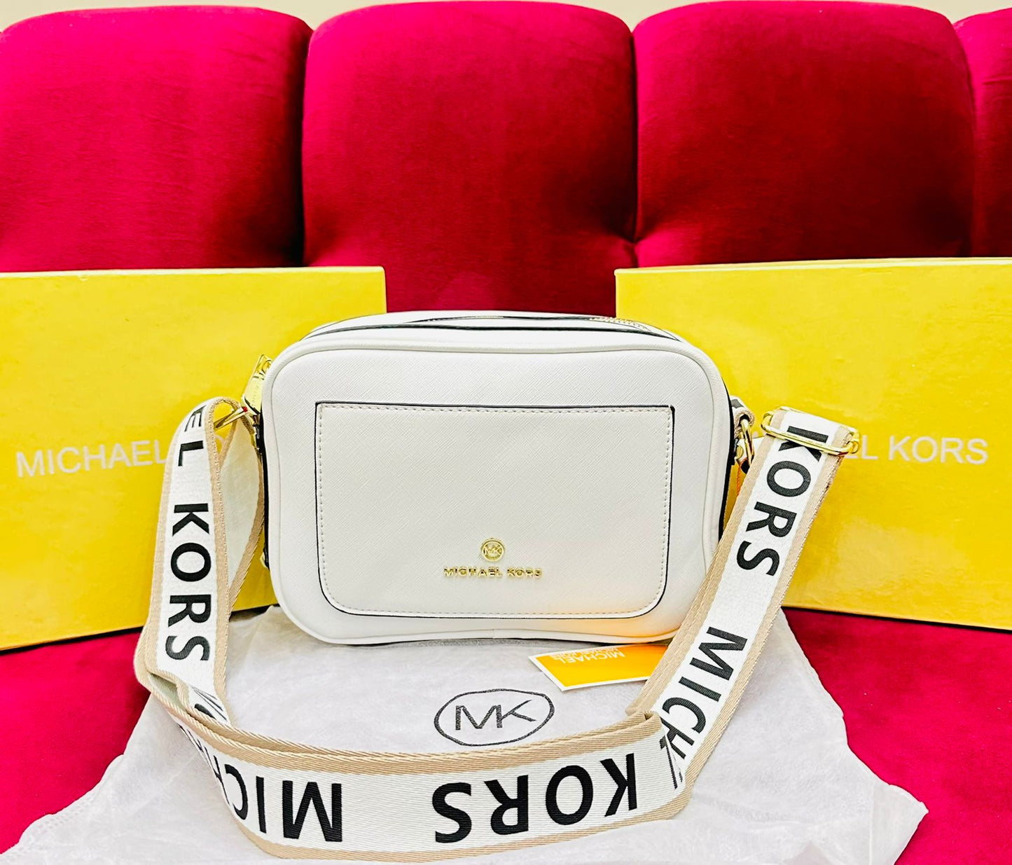 Michael Kors MK cross body bag White