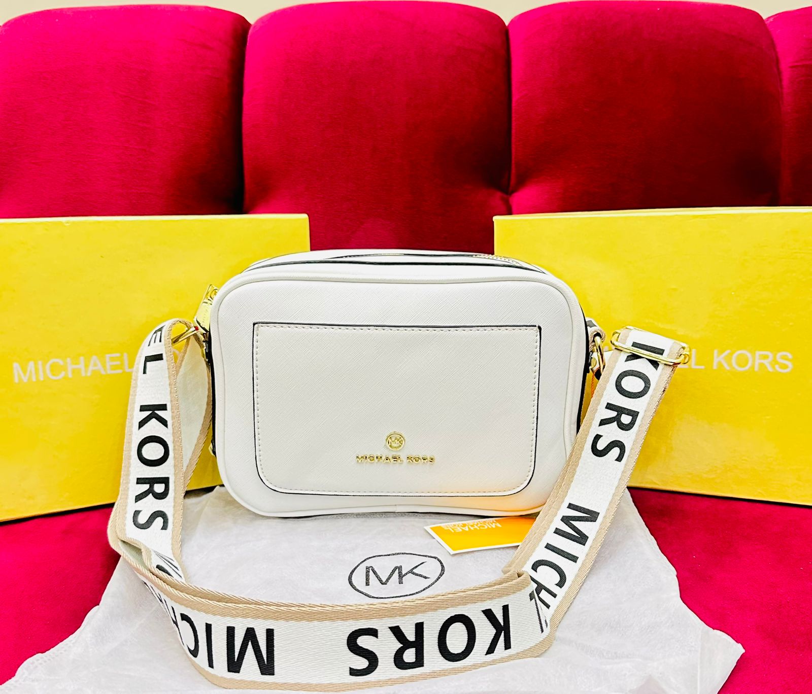 Michael Kors MK cross body bag White