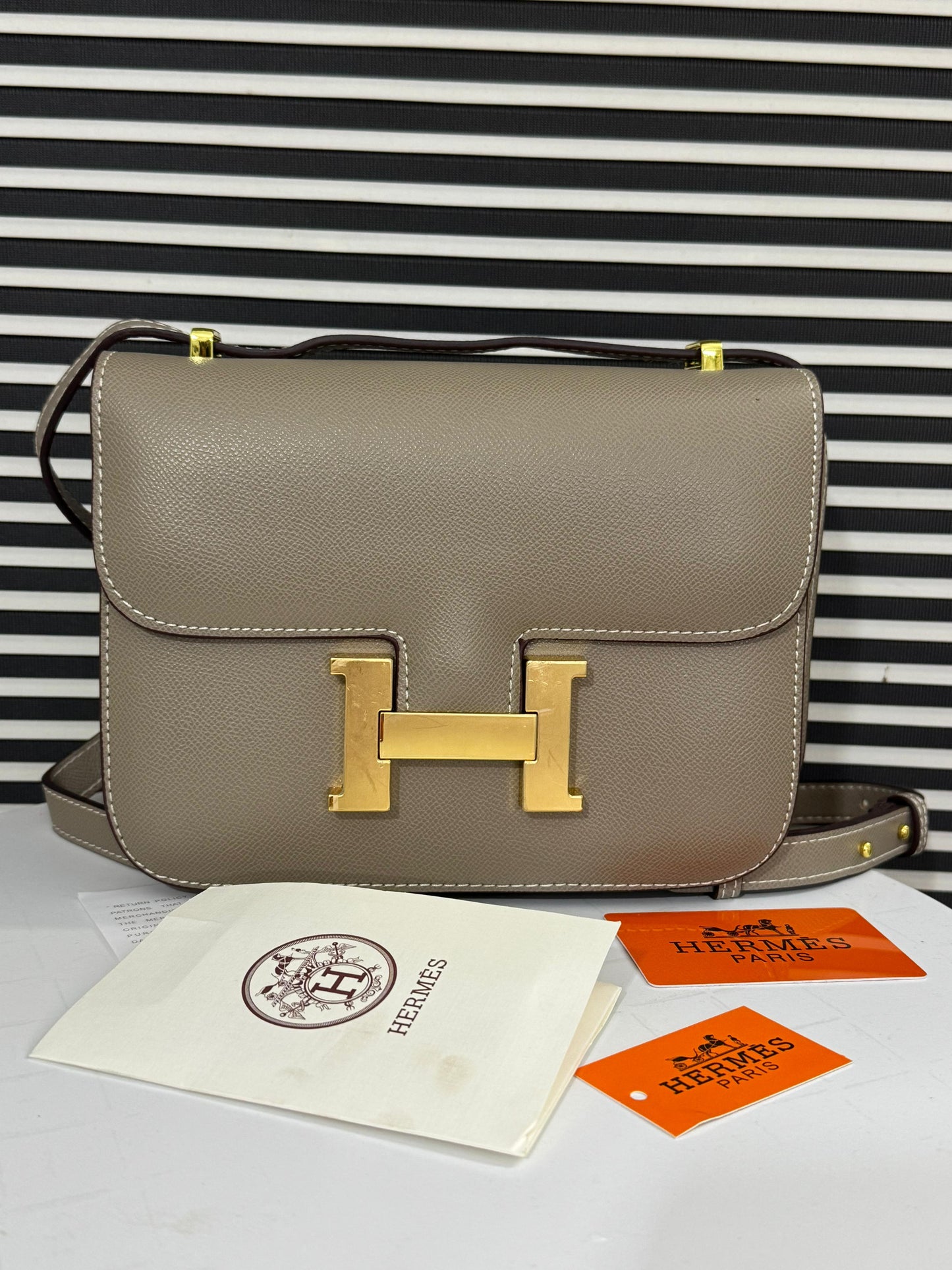 Hermes Gold Epsom Constance 24 Gold Hardware Grey