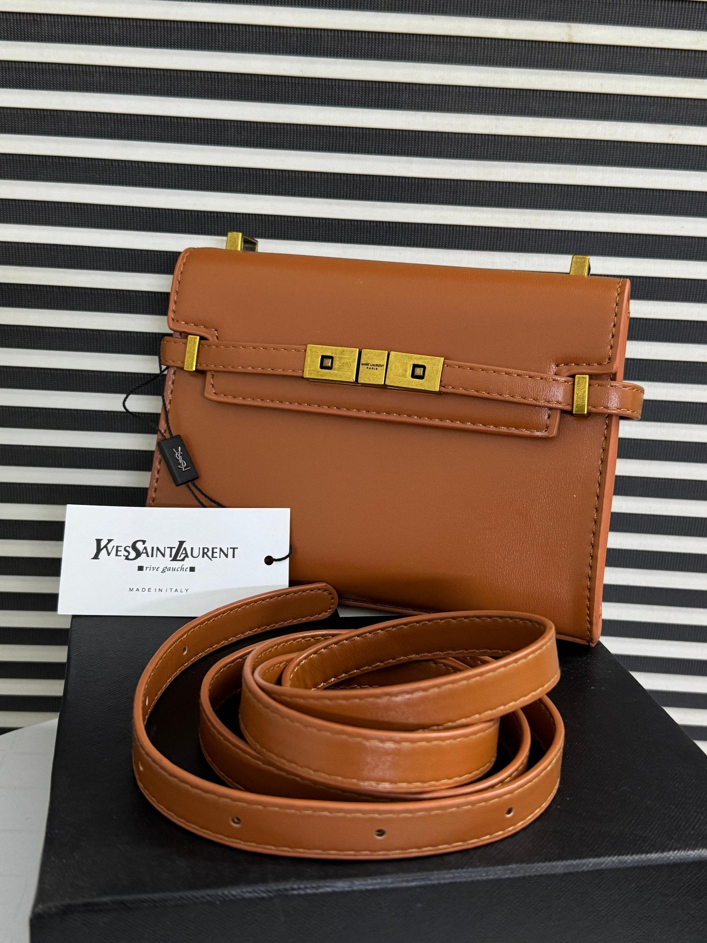 YVES SAINT LAURENT YSL MINI MANHATTAN IN BOX Brown