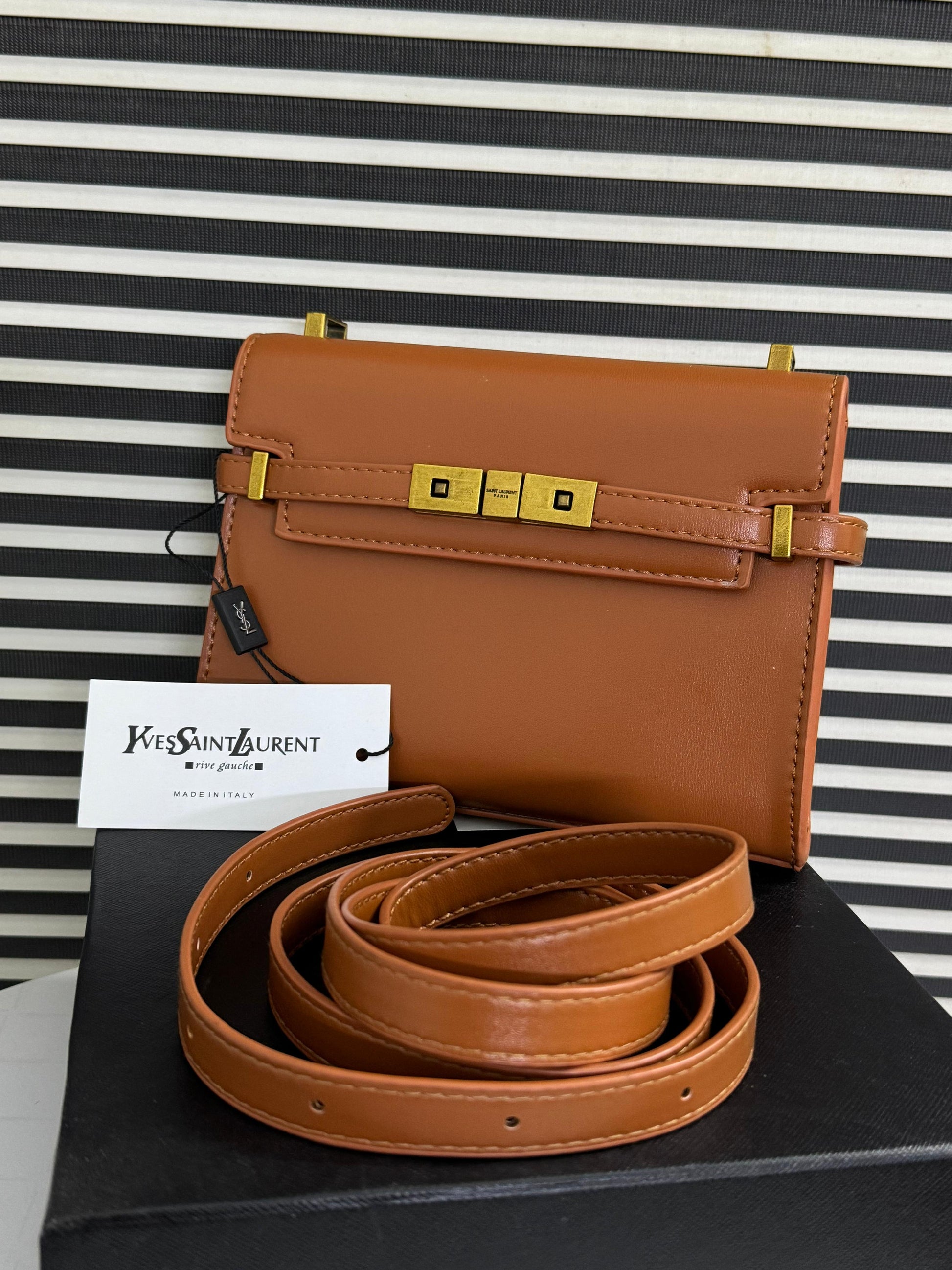 YVES SAINT LAURENT YSL MINI MANHATTAN IN BOX Brown