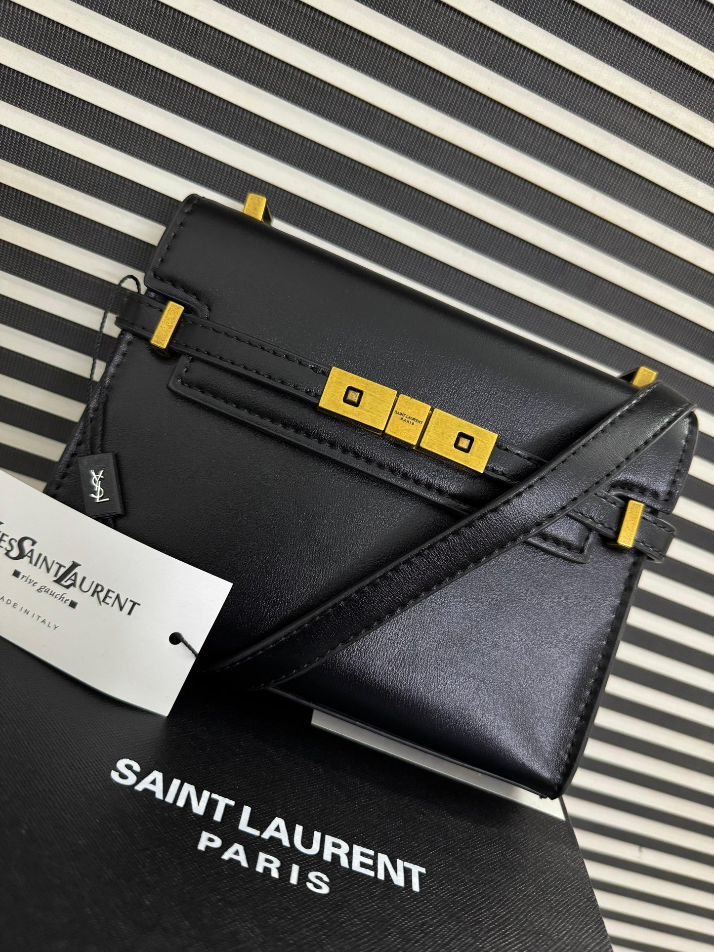 YVES SAINT LAURENT YSL MINI MANHATTAN IN BOX Black