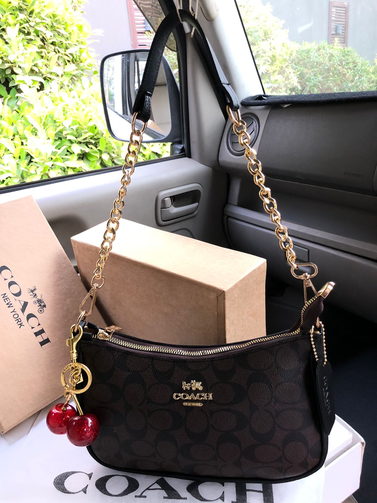 Coach Teri Shoulder bag with Cherry Keychain