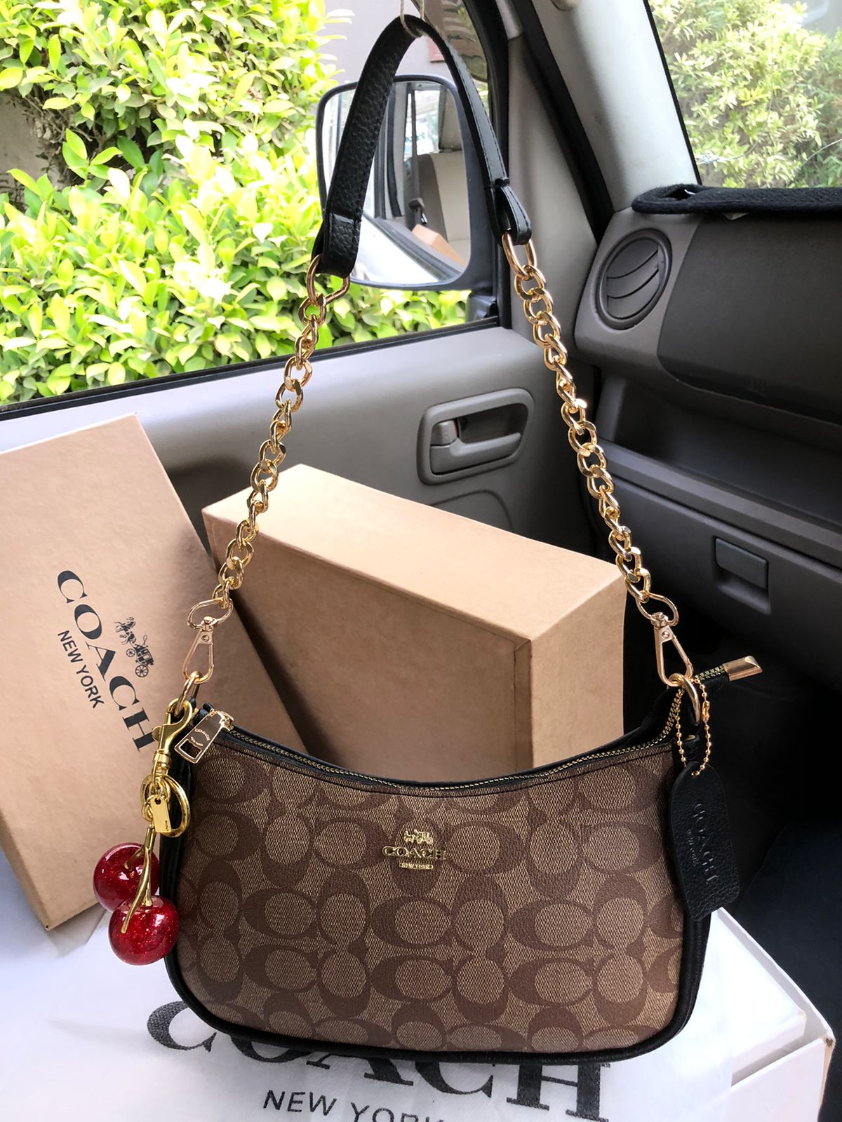 Coach Teri Shoulder bag with Cherry Keychain