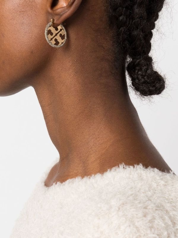 TORY BURCH Miller Pavé Hoop Earrings