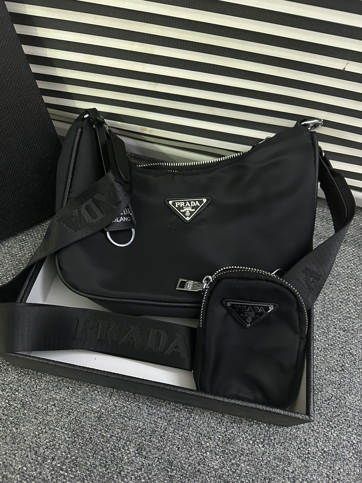 Prada Re Edition 2005 Re Nylon Bag Multi Pochette Black