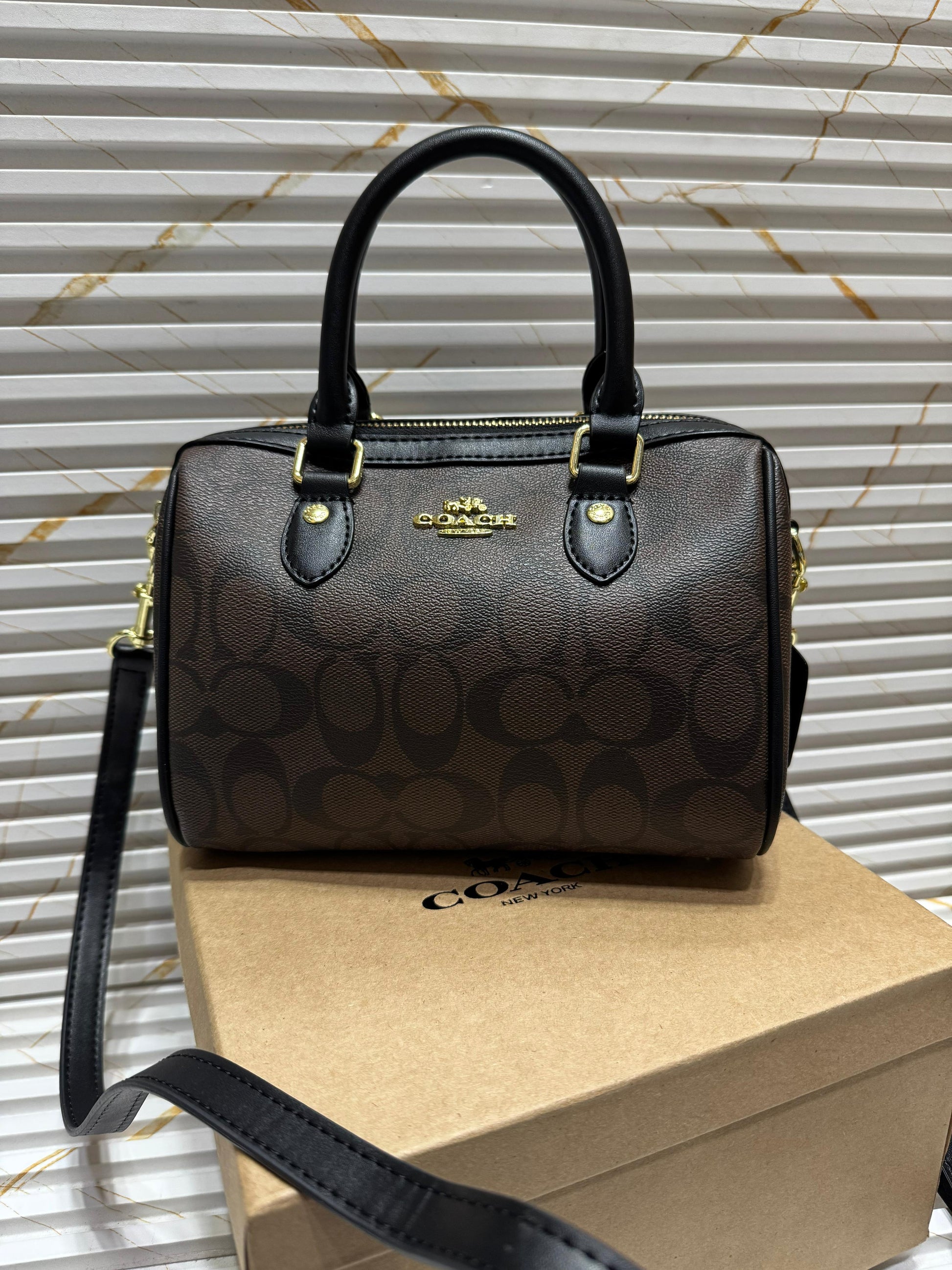 Coach Rowan Satchel Bag in Signature Canvas Brown