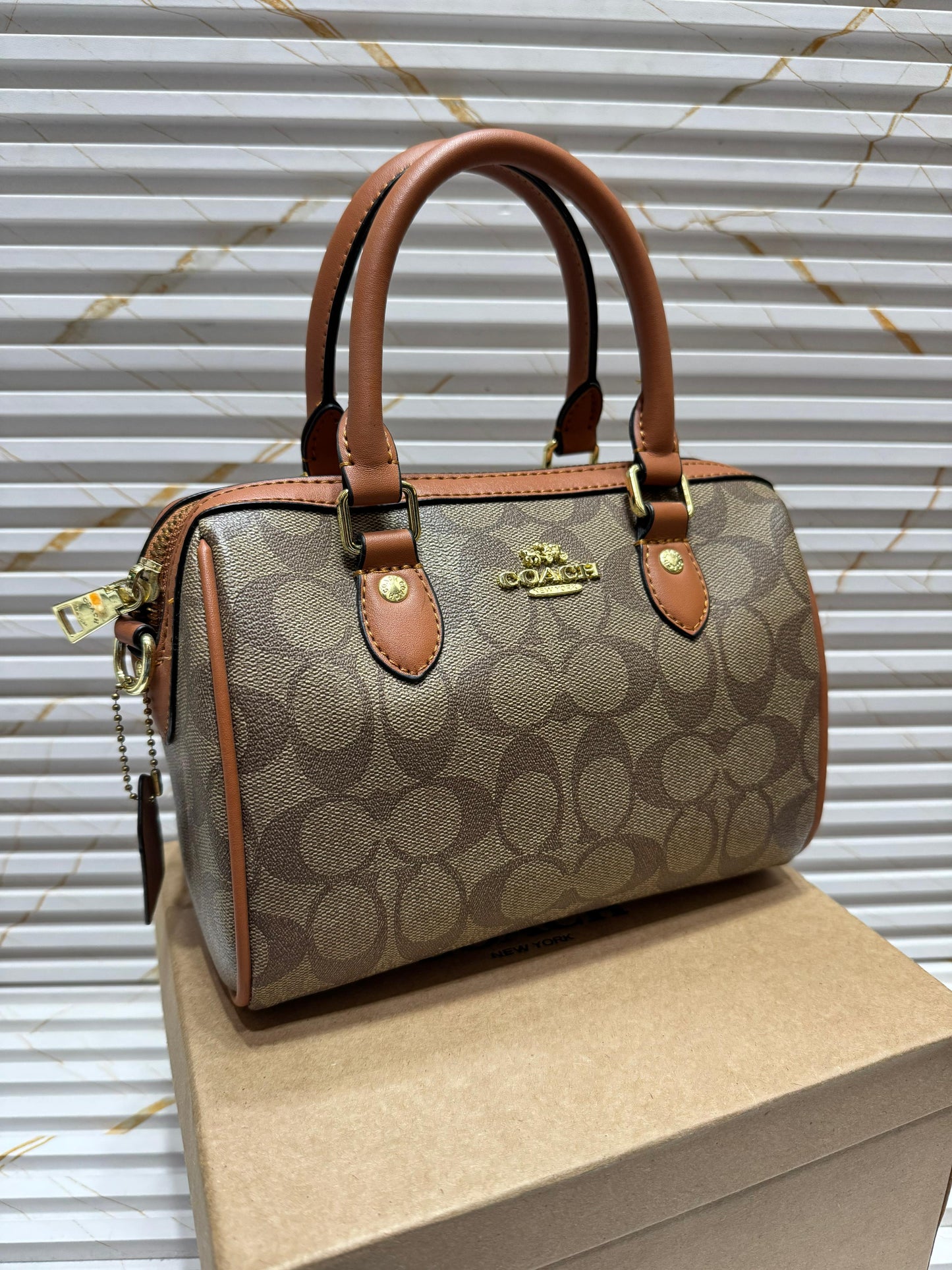 Coach Rowan Satchel Bag in Signature Canvas Light brown