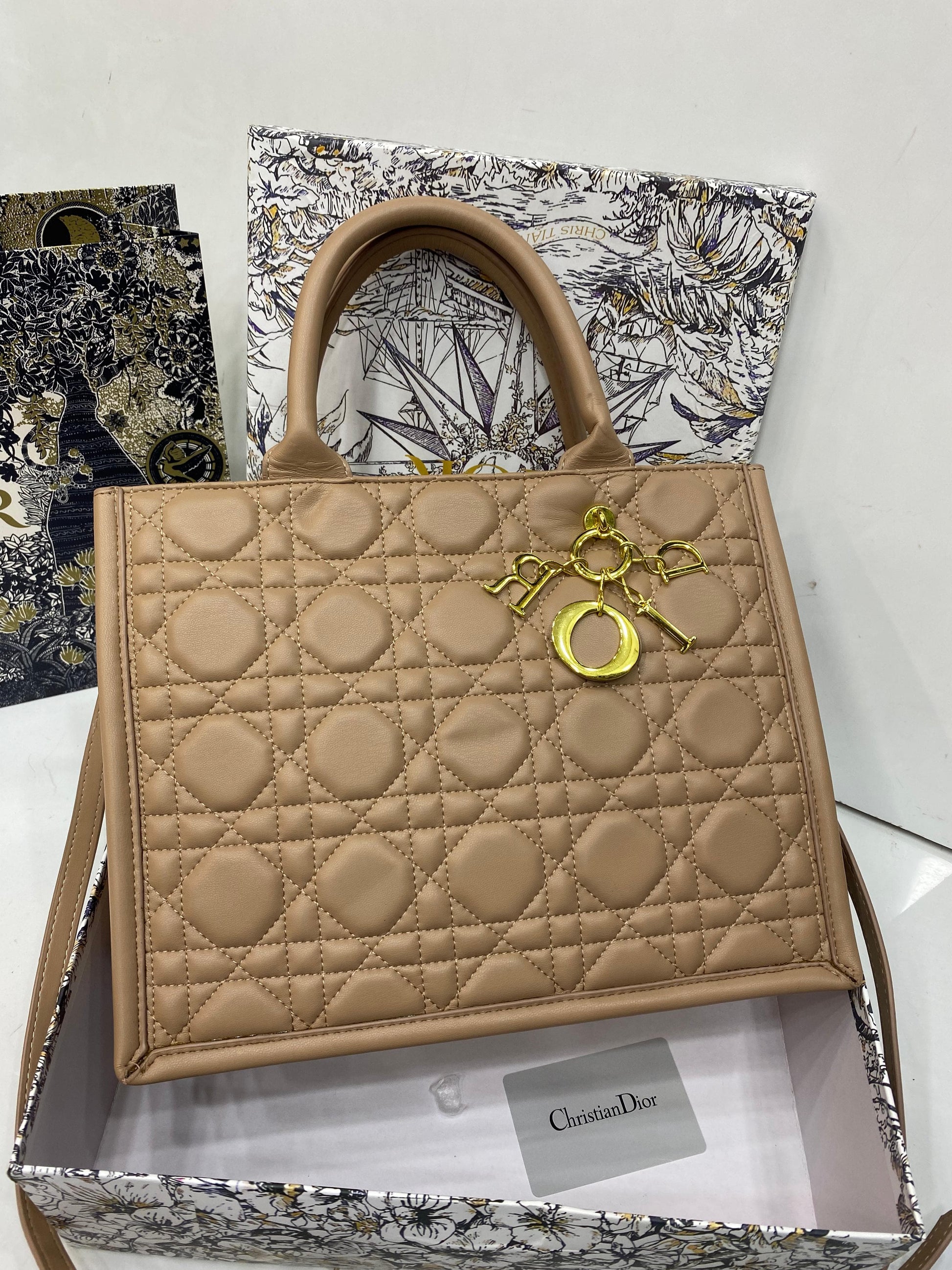 Christian Dior CD Tote Bag Beige