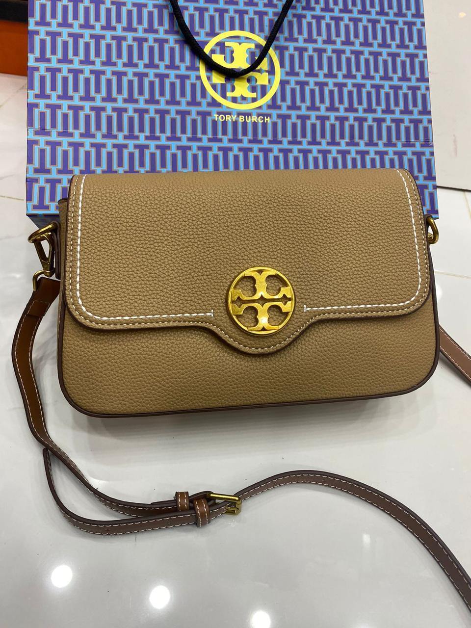 Tory Burch Felix Flap Mini Crossbody Bag Beige