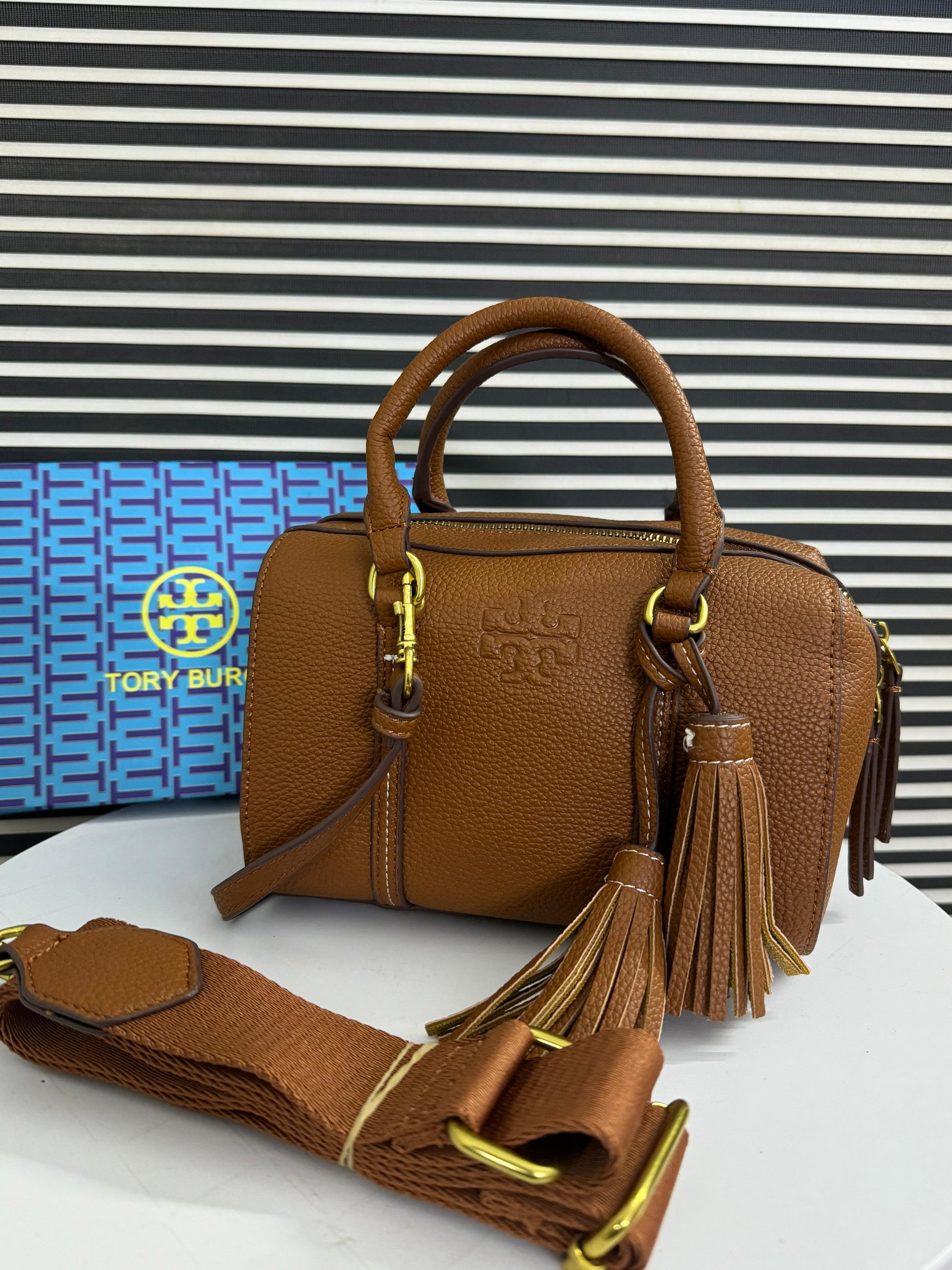 Tory Birch TB Thea mini satchel dome duffle Brown