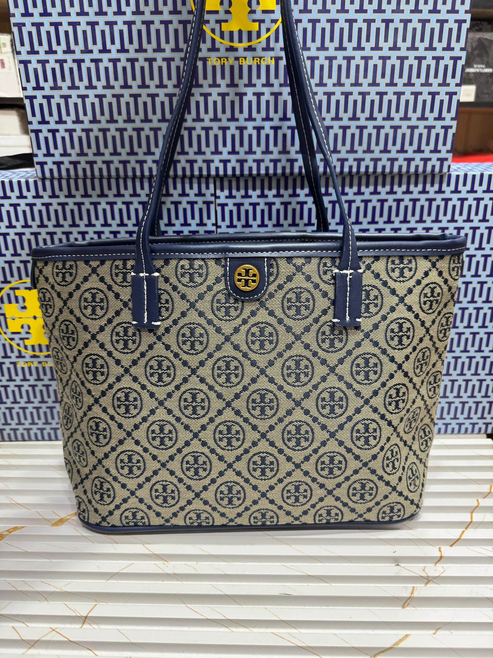 Tory Burch Small T Monogram Zipper Tote Bag